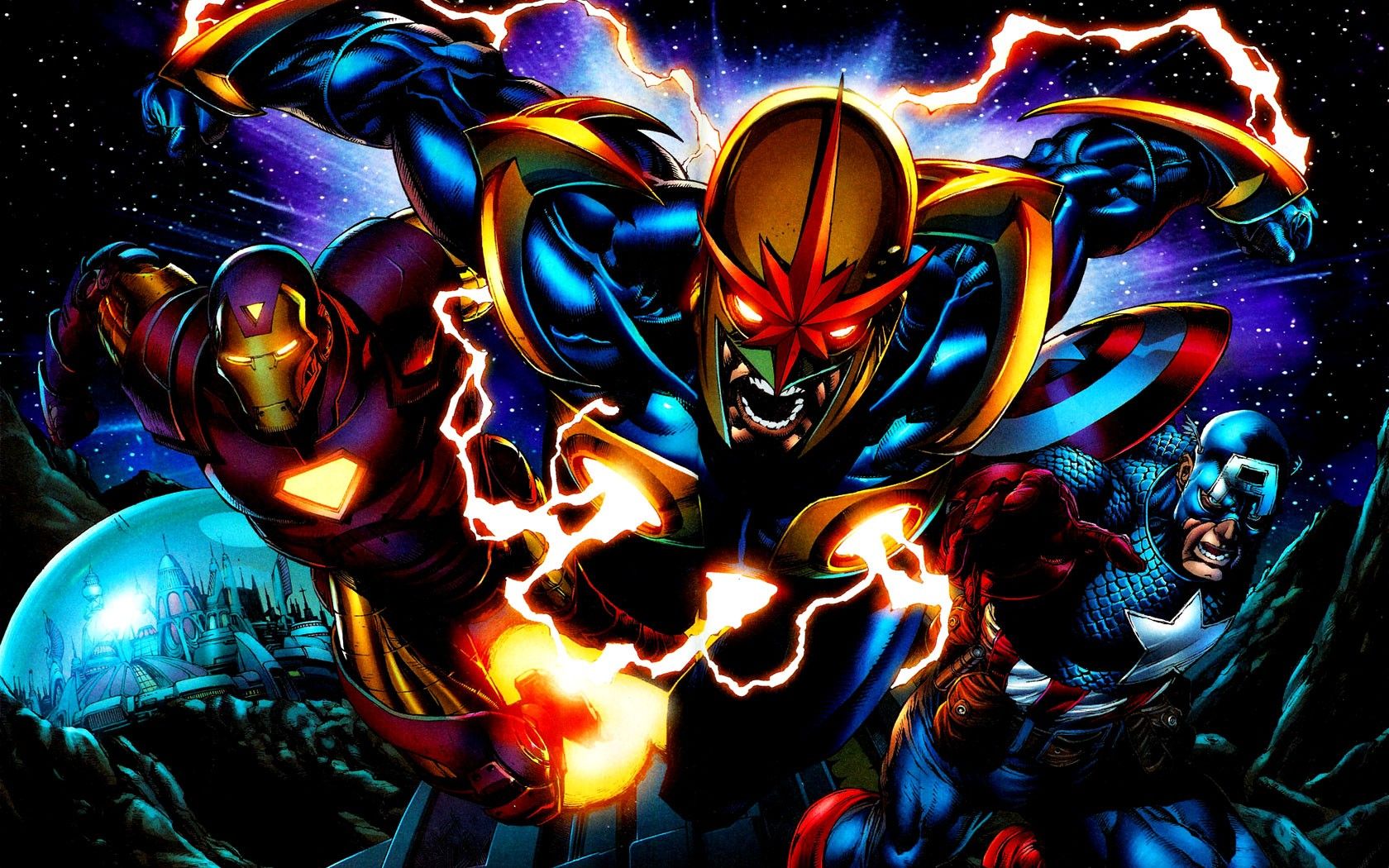 Nova, Iron Man, Captain America Marvel, Steve Rogers, 1680x1050 HD, Monitor Gaming