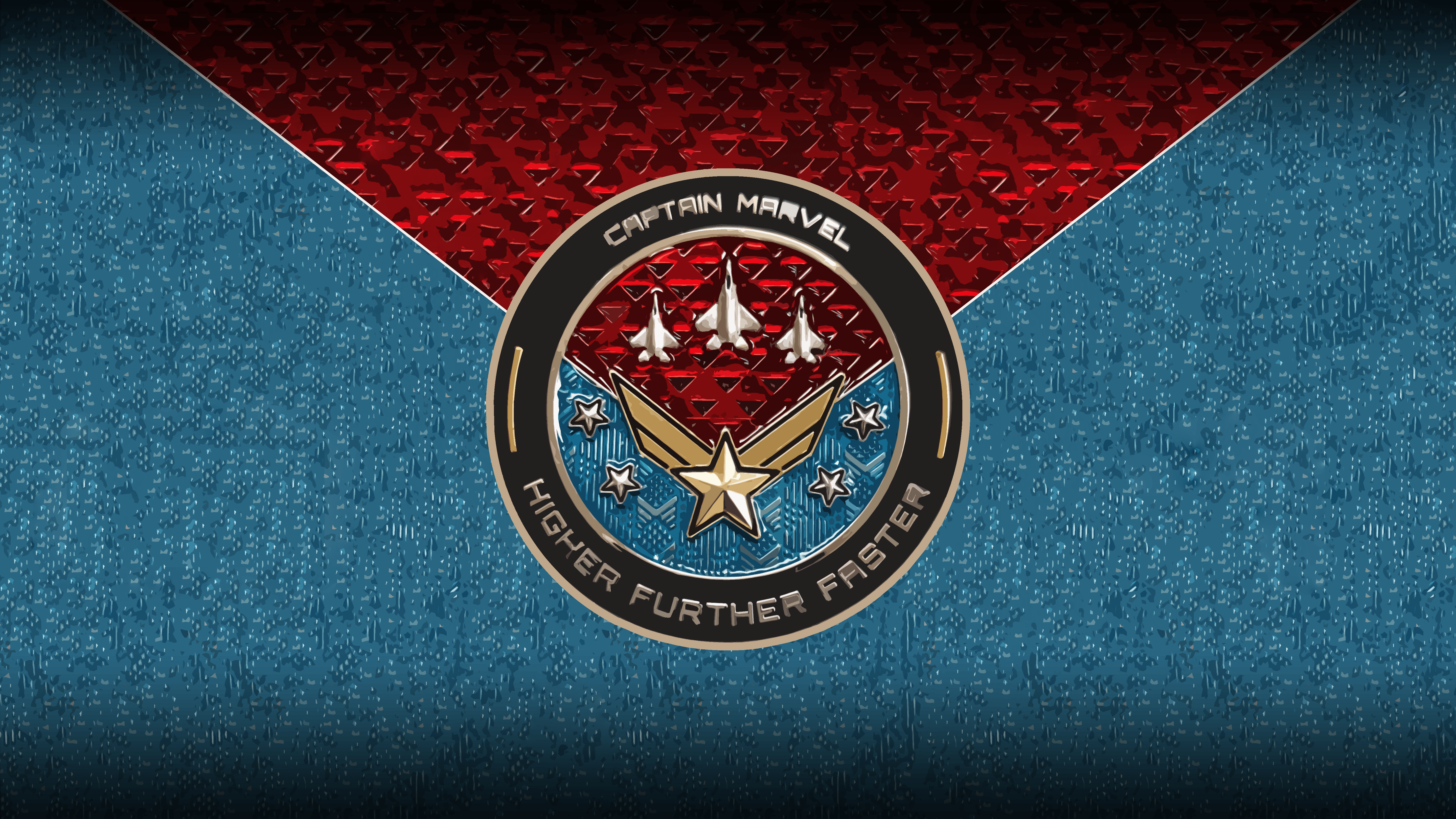 Distintivo Captain Marvel blu rosso, 5760x3240 Ultra HD, PC