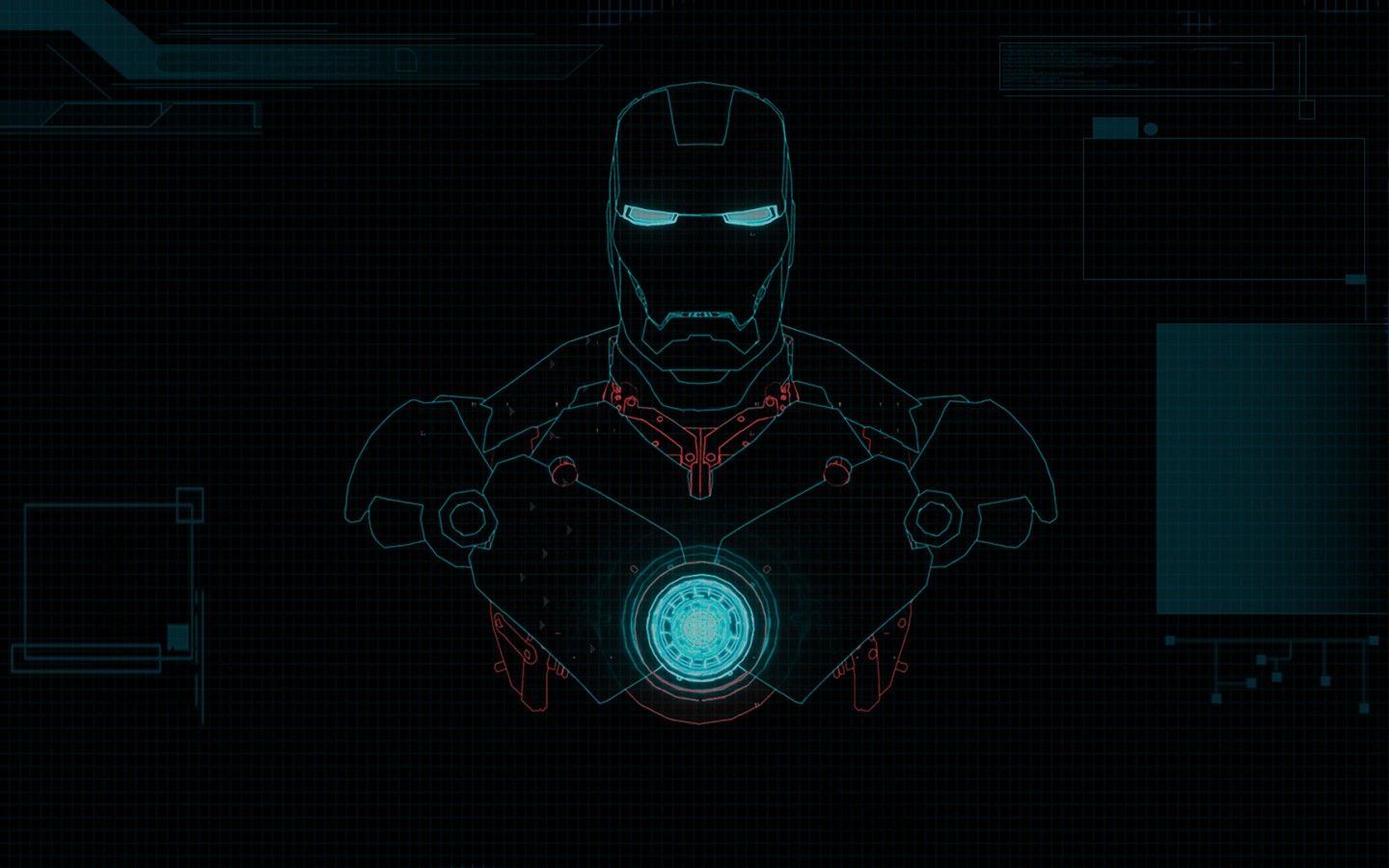 Iron Man contorno luminoso, Tony Stark, 1440x900 HD, PC Desktop