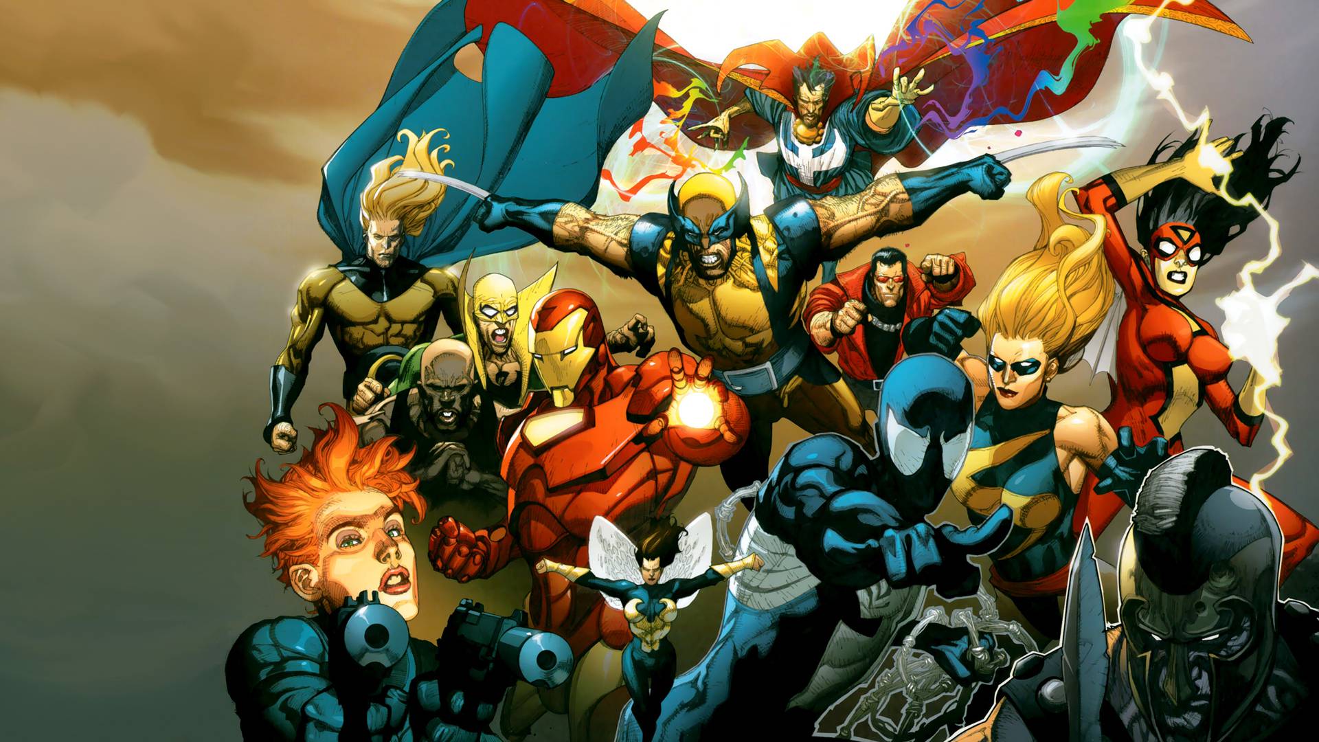 Gruppo supereroi Marvel Avengers, 1920x1080 Full HD, Monitor Gaming