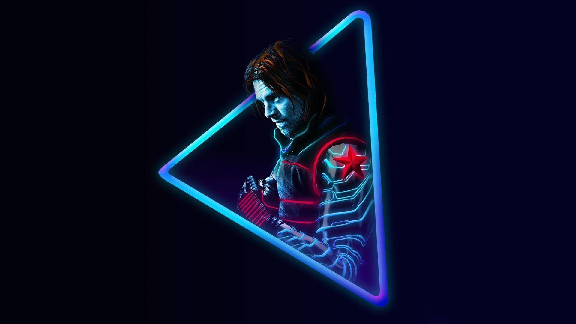 Winter Soldier neon triangolo, 1920x1080 Full HD 1080p, Desktop