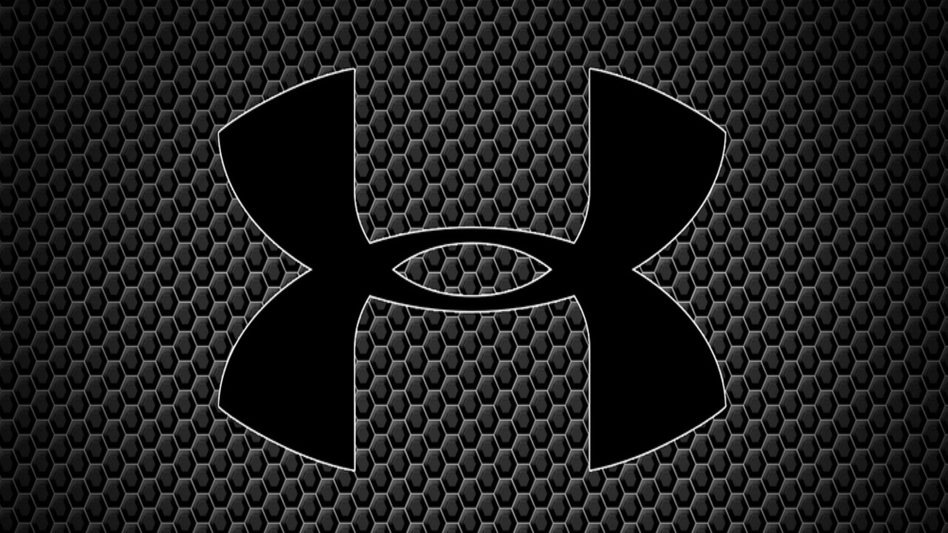 Logo Under Armour nero esagonale, abbigliamento sportivo, 1920x1080 Full HD, Desktop