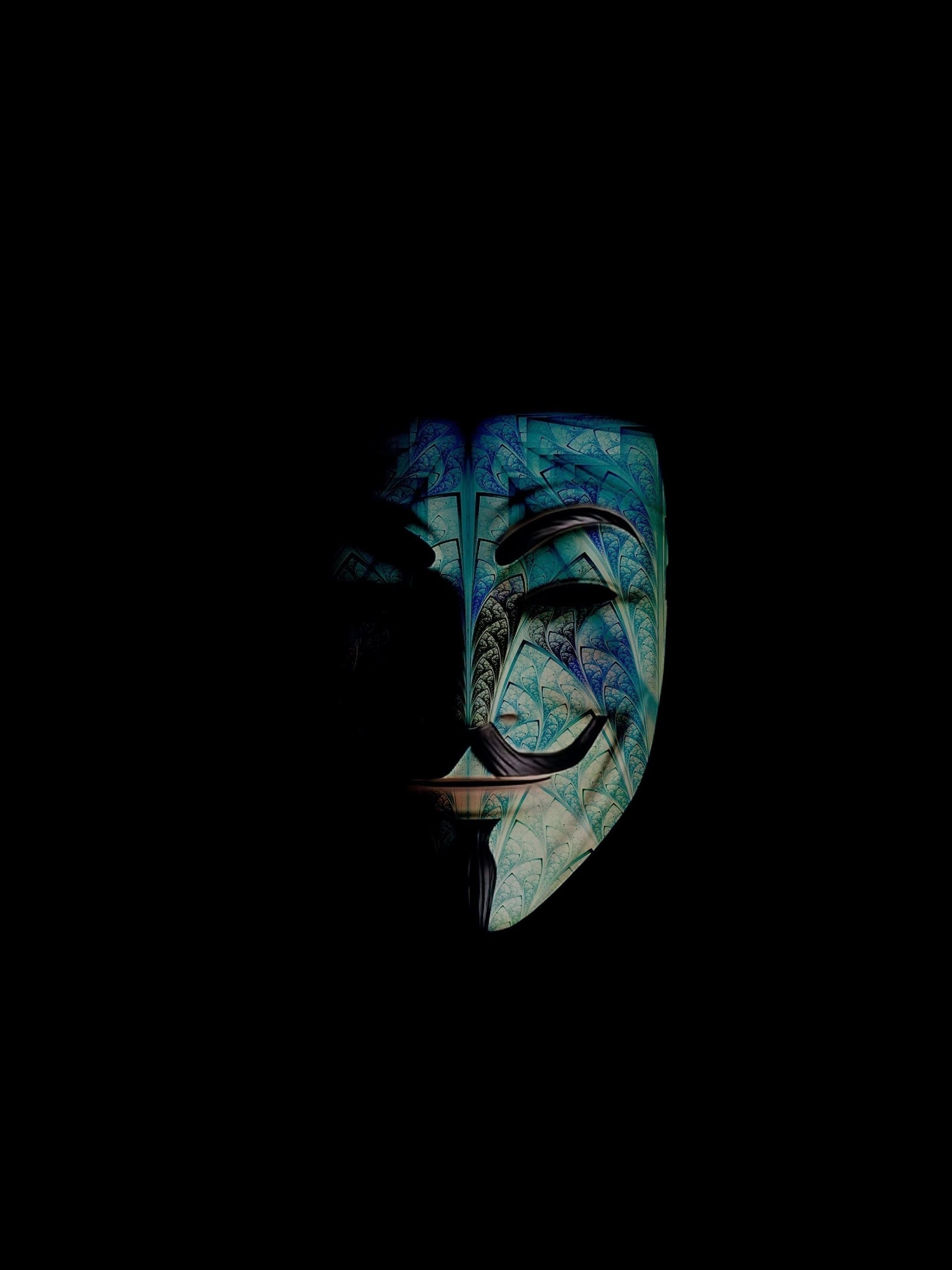 Maschera V per Vendetta blu, 2048x2732 Full HD Verticale, Smartphone