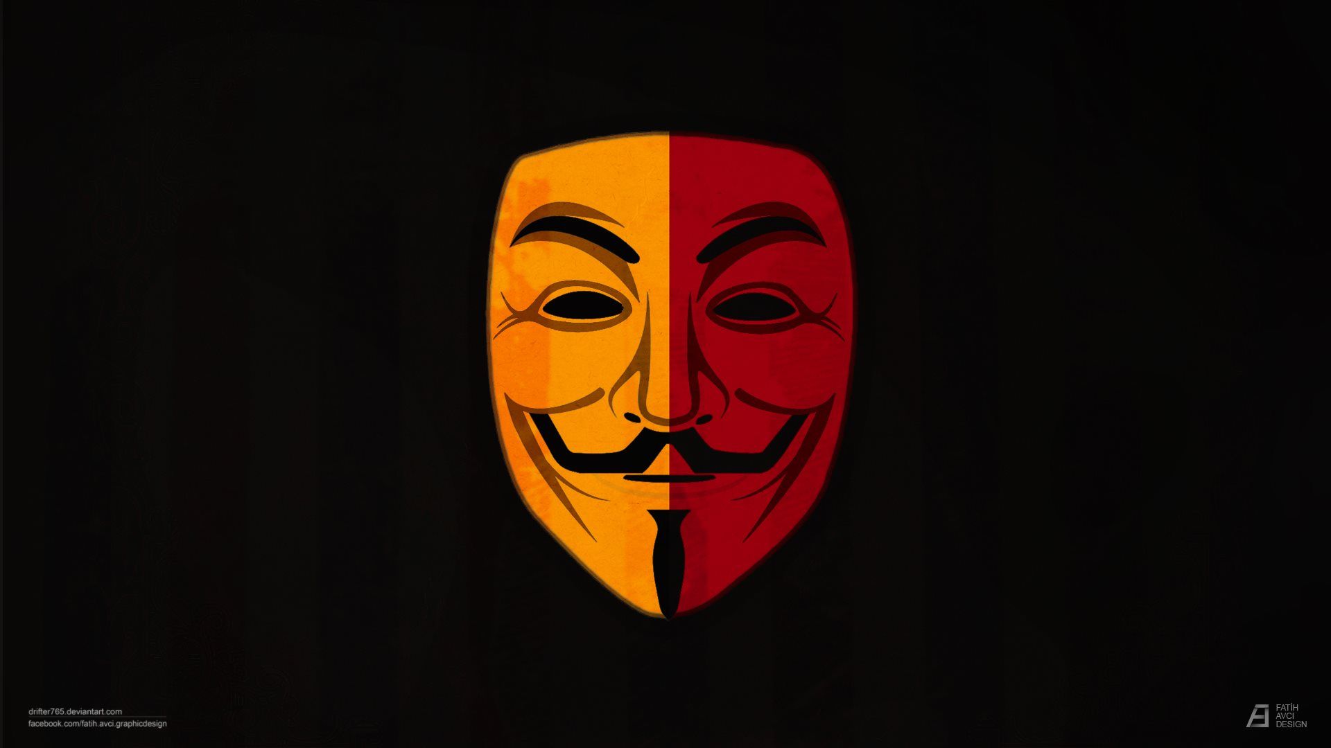 Maschera di V arancione nera, 1920x1080 Full HD 1080p, Desktop