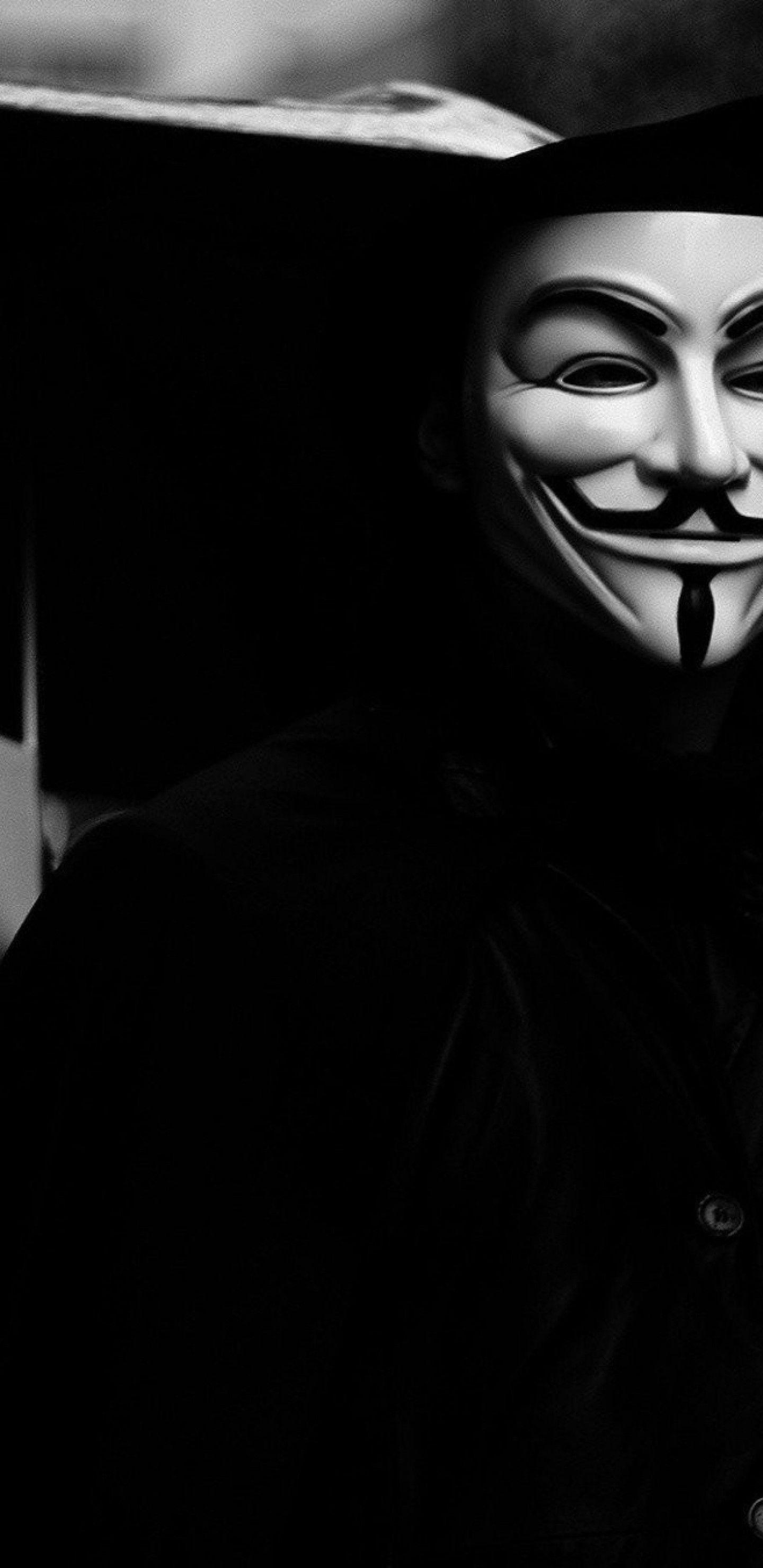 Maschera Guy Fawkes bianco nero, 1440x2960 Verticale, Xiaomi