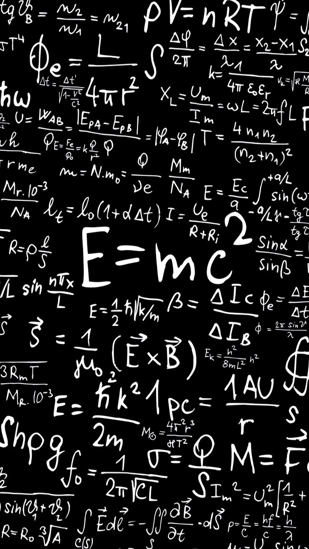 Formule matematiche e fisiche sfondo nero, 1080x1920 Verticale, Samsung Galaxy