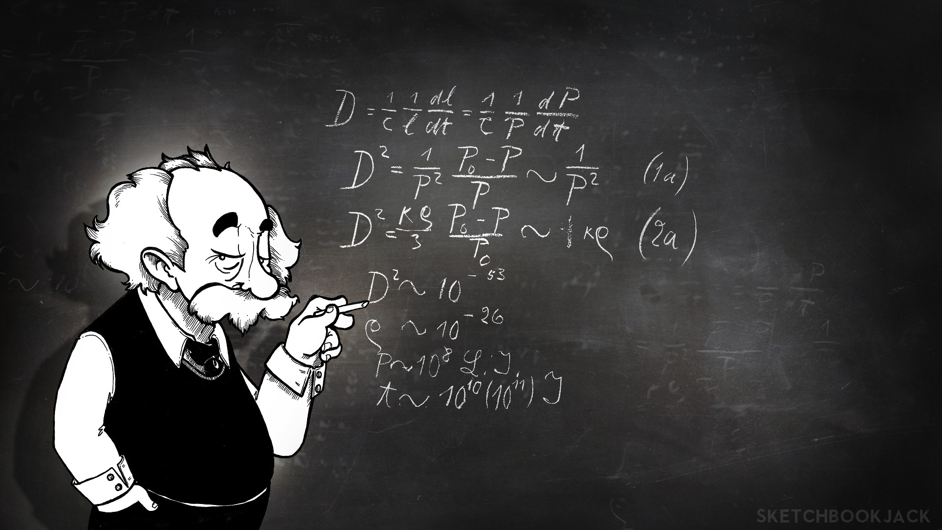 Cartoon Einstein lavagna equazioni, 1920x1080 Full HD 1080p, PC