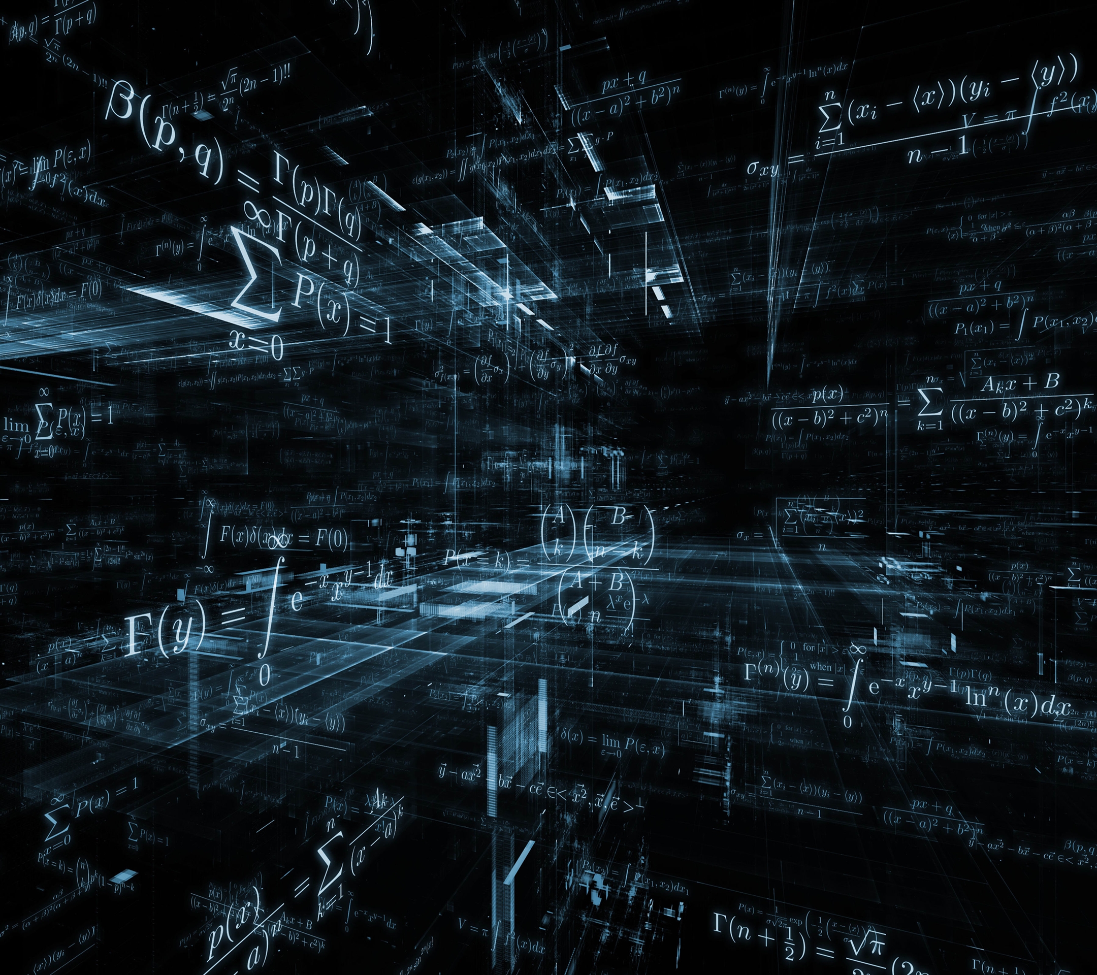 Formule matematiche digitali blu scuro, 2160x1920 alta risoluzione, PC