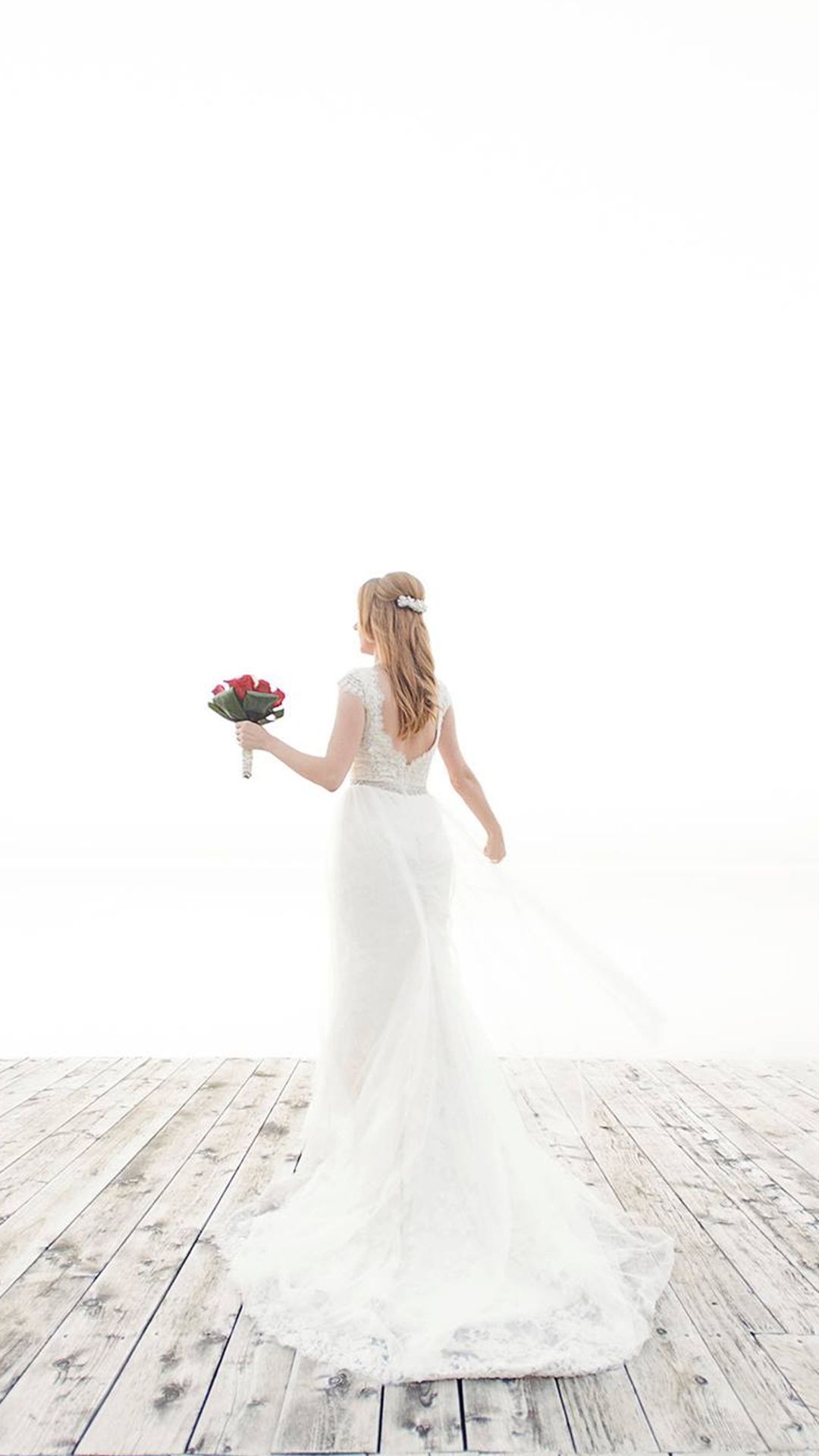 Sposa in abito bianco bouquet, 1080x1920 Full HD Verticale, Smartphone
