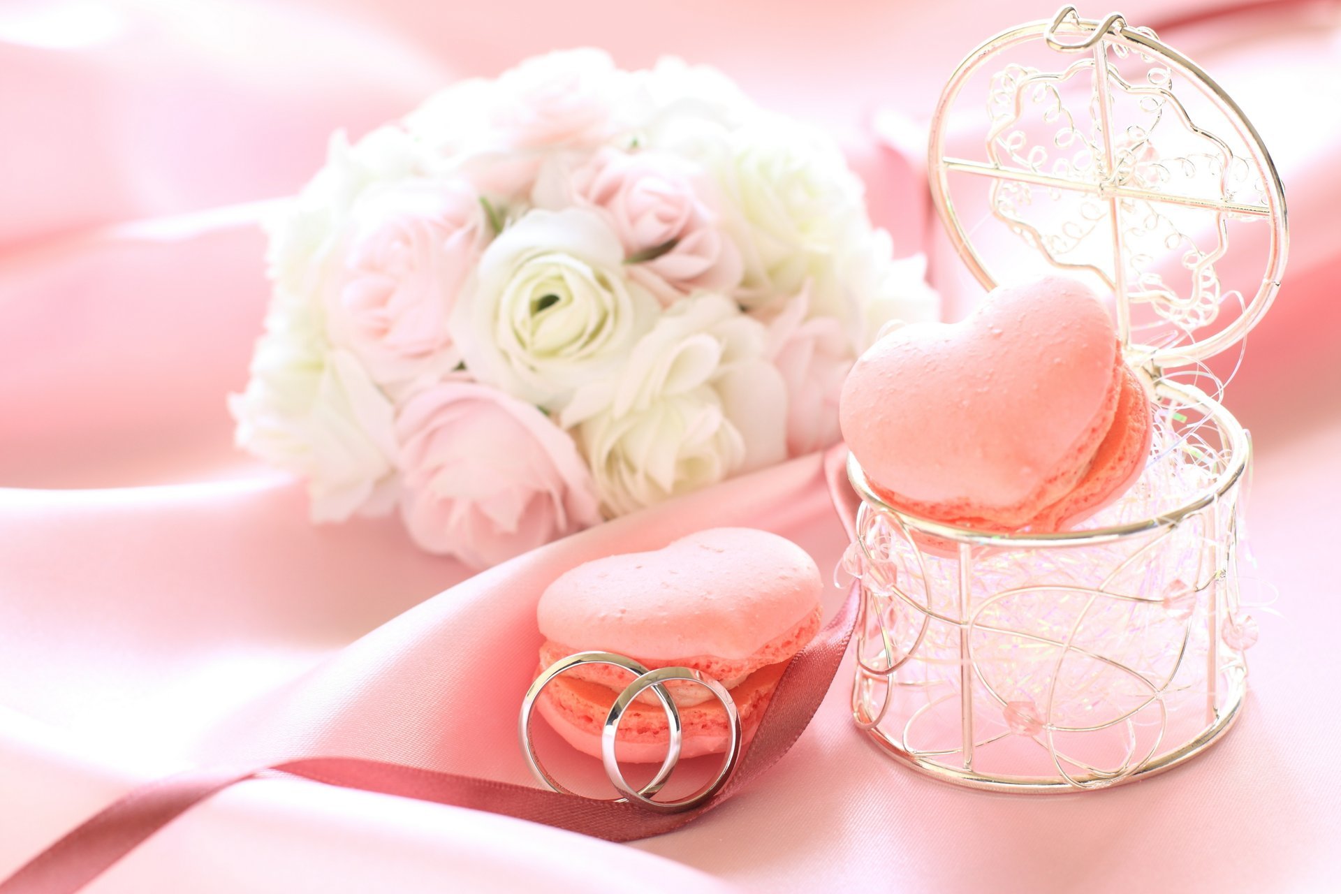 Fedi nuziali e bouquet rosa, 1920x1280 Full HD+, PC