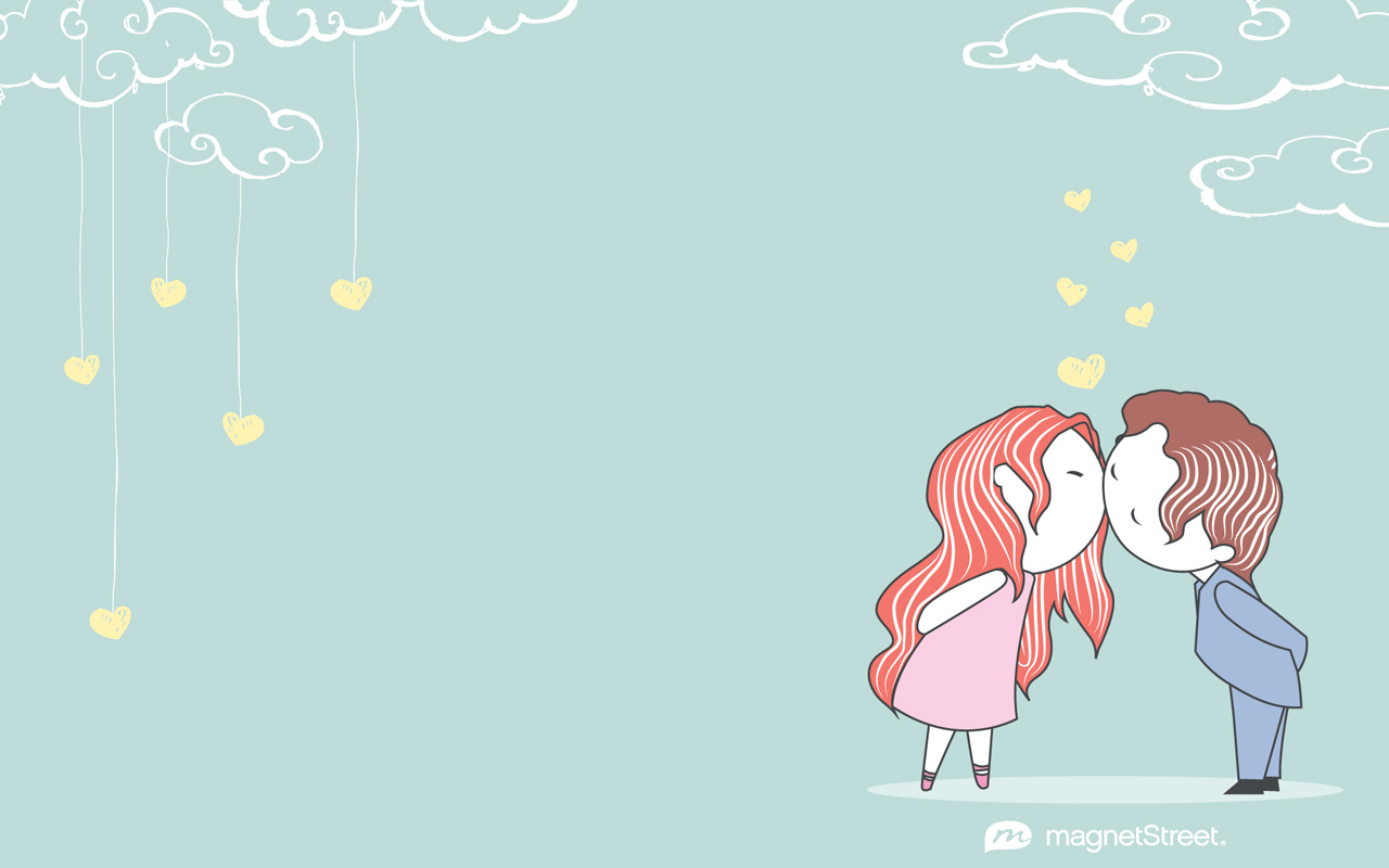 Coppia cartoon che si bacia, 1280x800 HD, Desktop