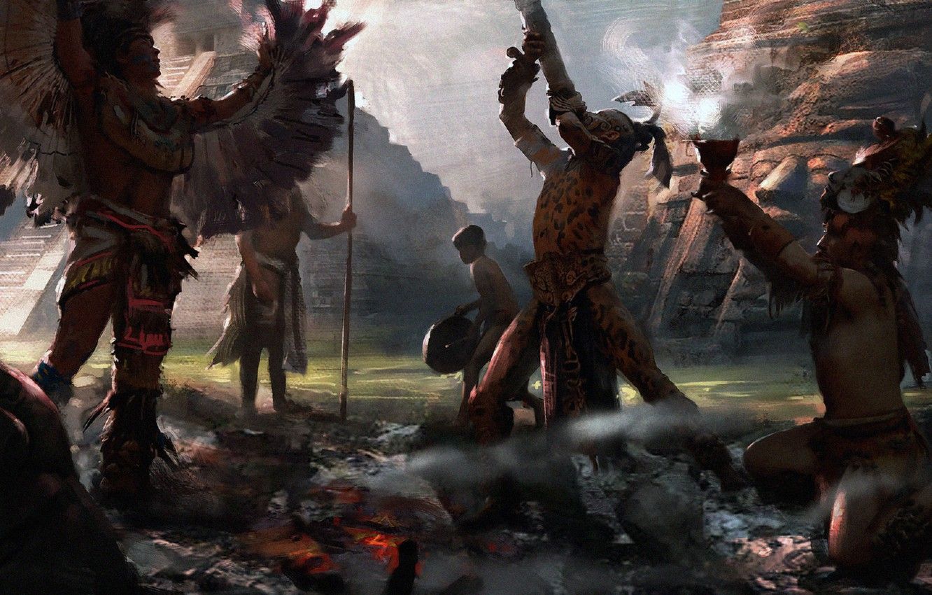 Guerrieri Maya rituale antico, 1332x850 720p, Lenovo Legion