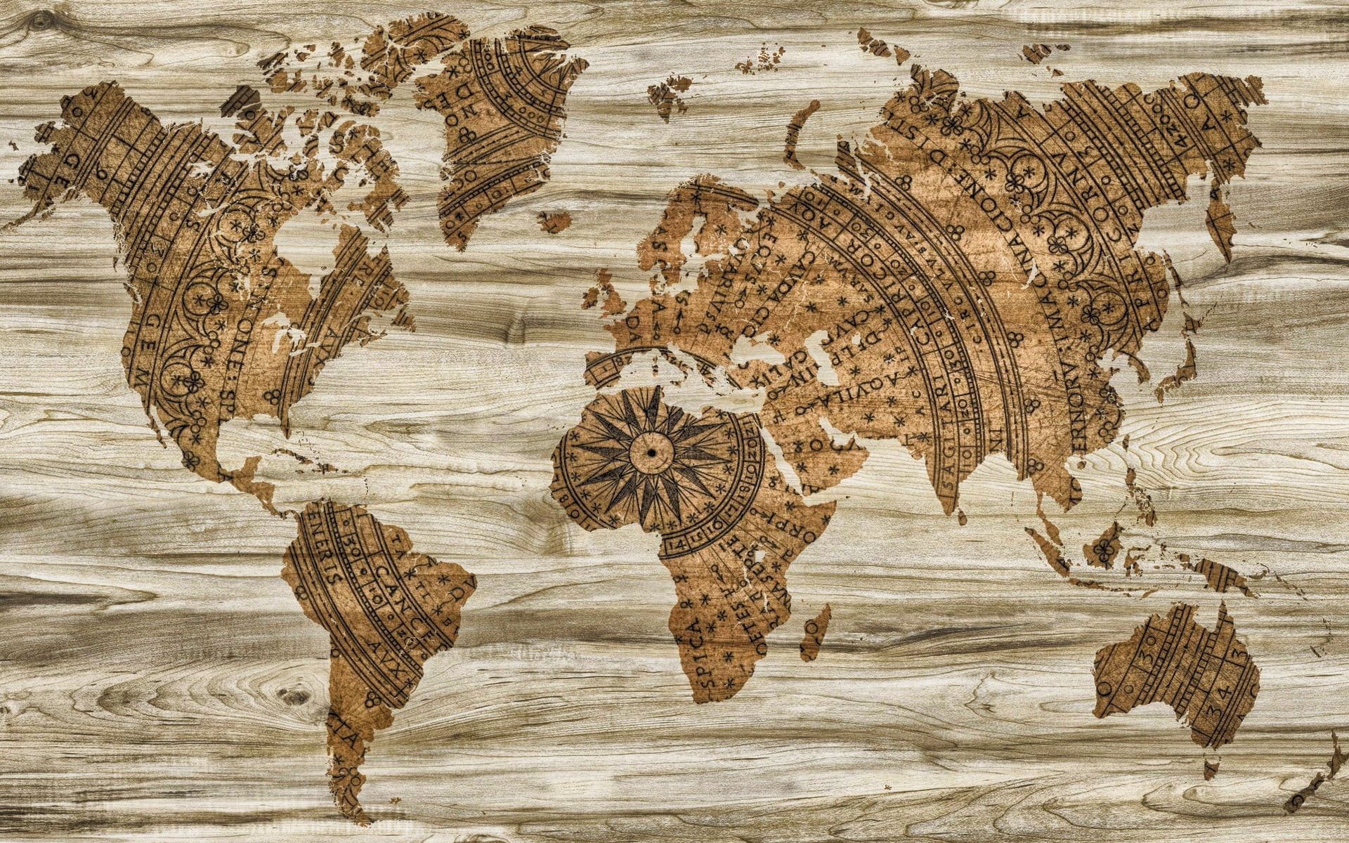 Mappa del mondo su legno, 1920x1200 Full HD+ WUXGA, Laptop