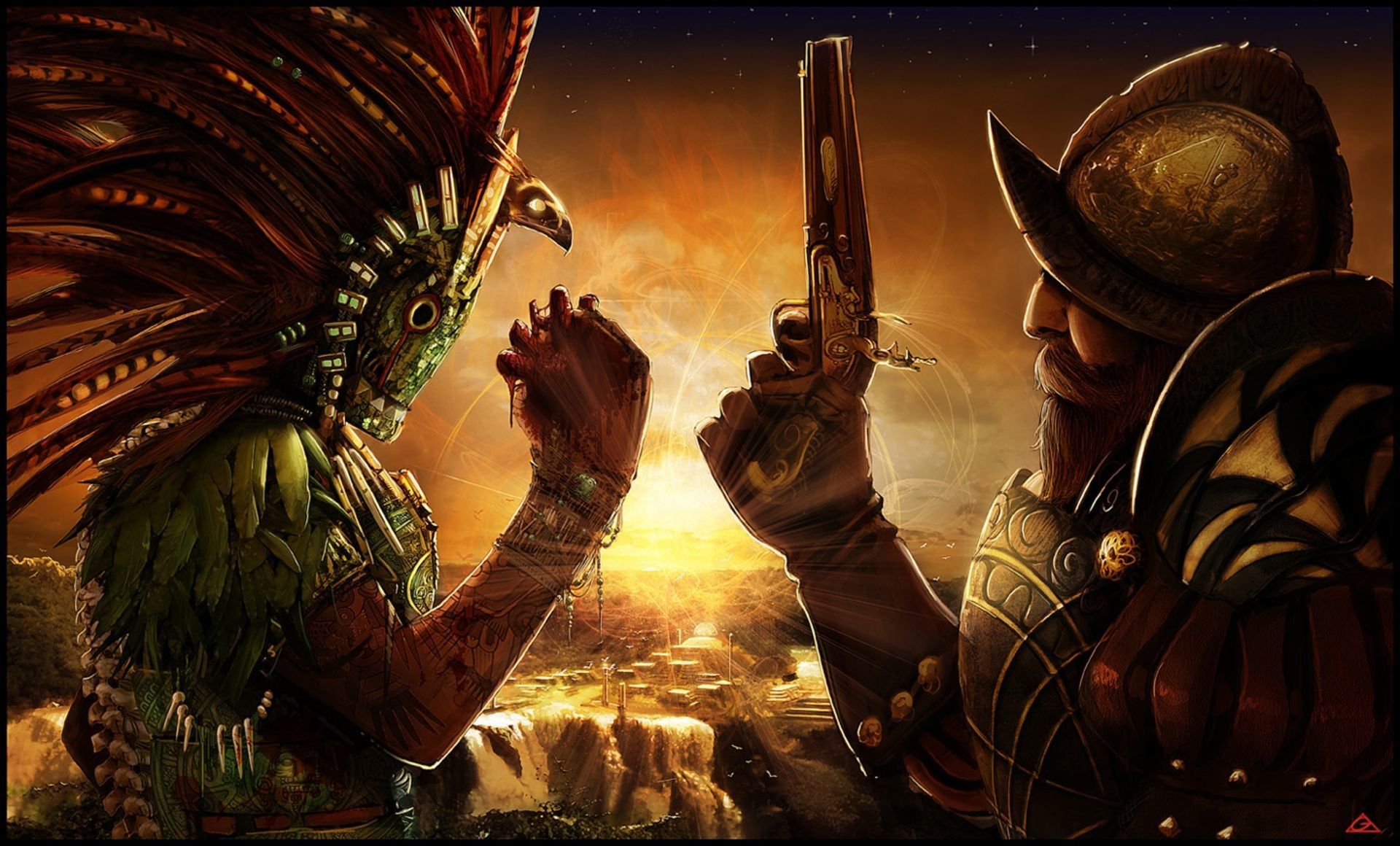 Guerriero azteco e conquistador, 1920x1160 1080p, Desktop