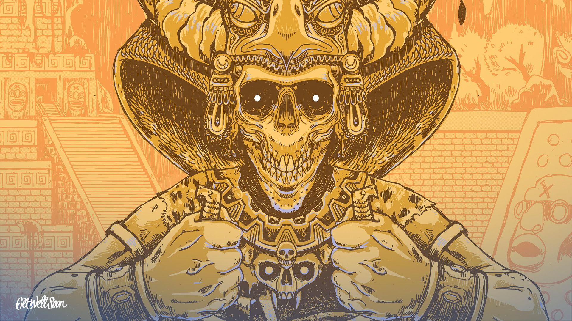 Divinità maya teschio dorato, 1920x1080 Full HD 1080p, PC