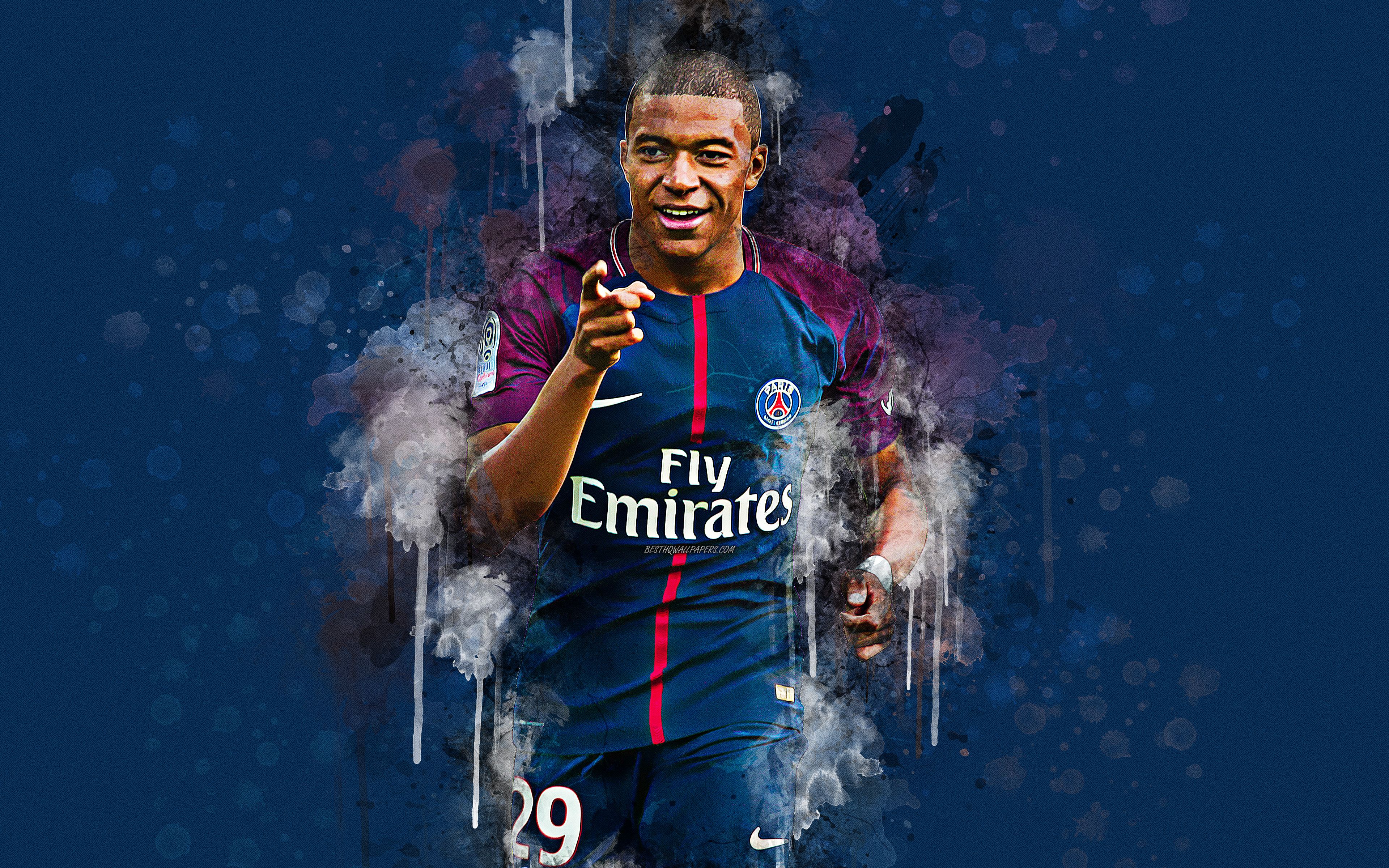 Kylian Mbappé arte creativa PSG, 3840x2400 Ultra HD, Monitor 4K