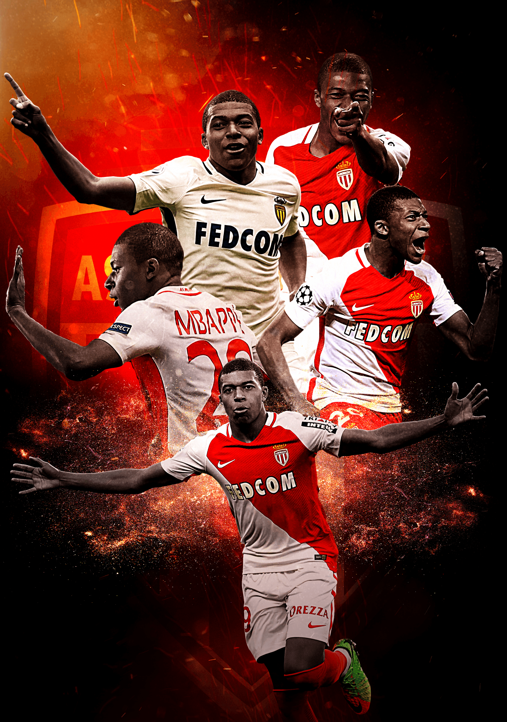 Mbappé collage AS Monaco, 1688x2400 Verticale, Mobile