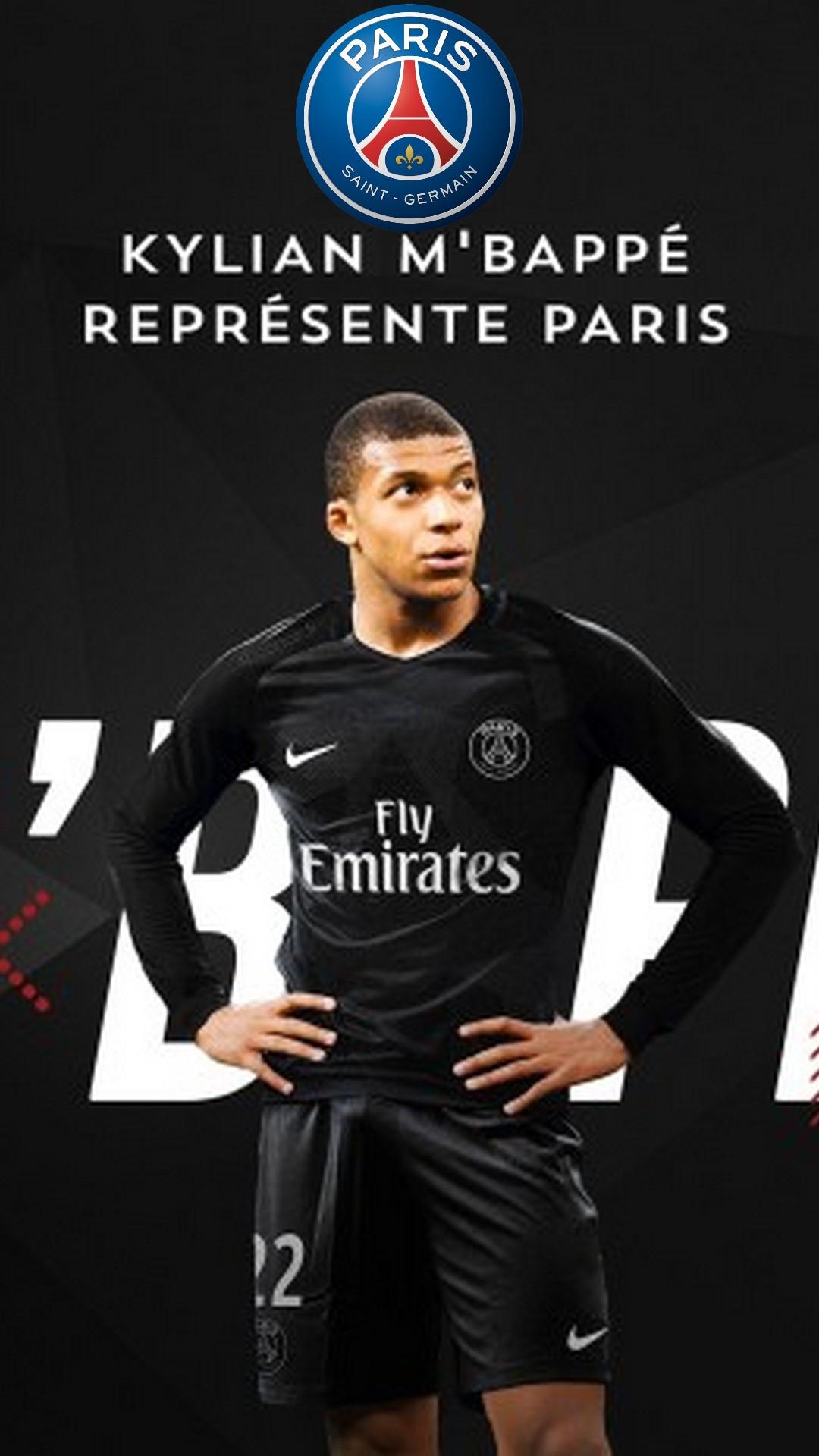 Mbappé maglia PSG nera, 1080x1920 Verticale, Telefono