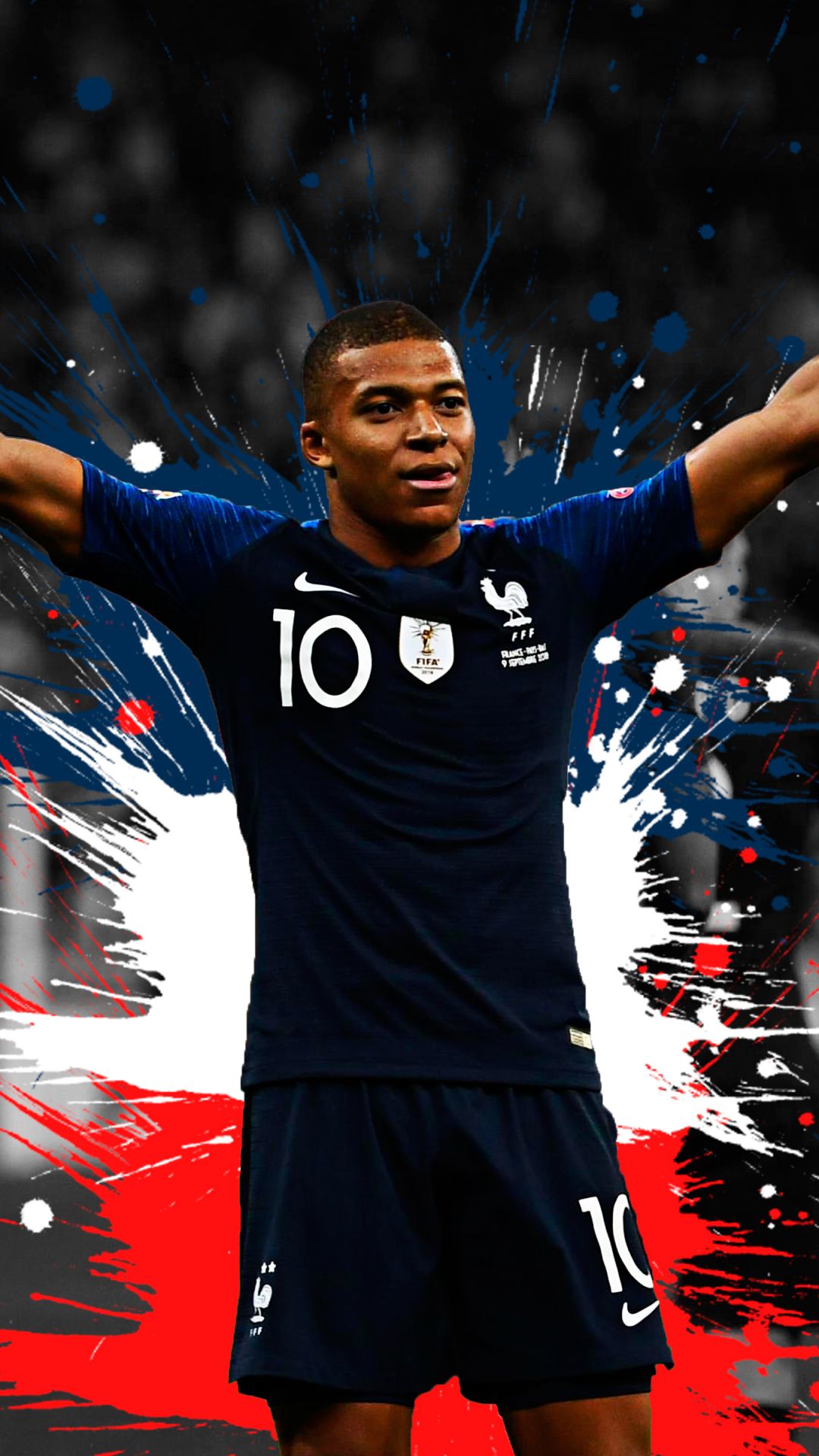 Mbappé calciatore Francia numero 10, 1080x1920 Full HD Verticale, Smartphone