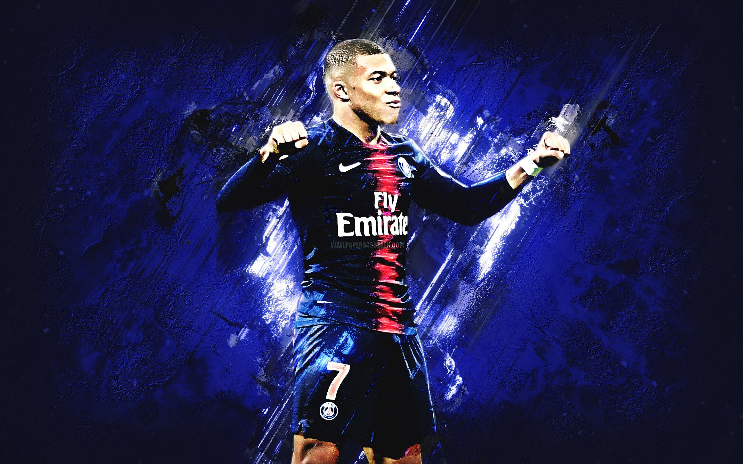 Kylian Mbappé, maglia PSG blu, 2880x1800 WQXGA, Laptop
