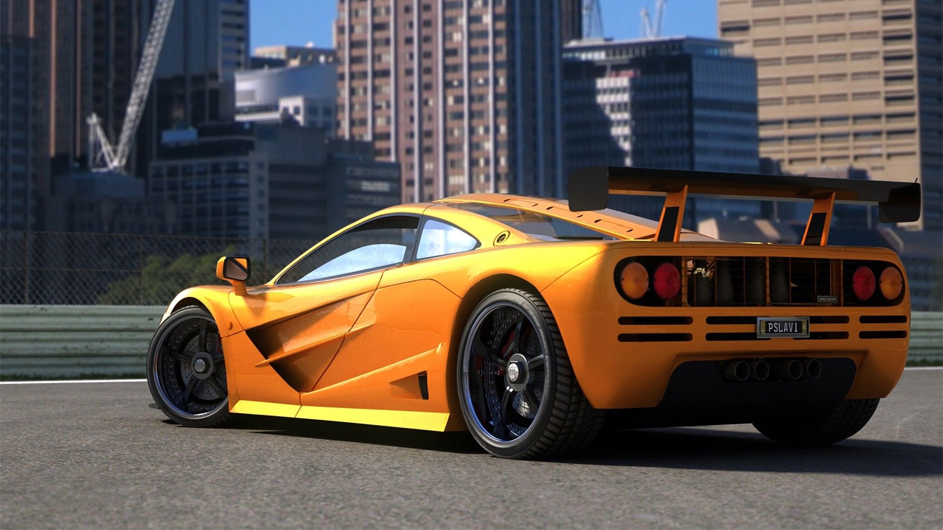 McLaren F1 arancione città, 1920x1080 Full HD, Desktop