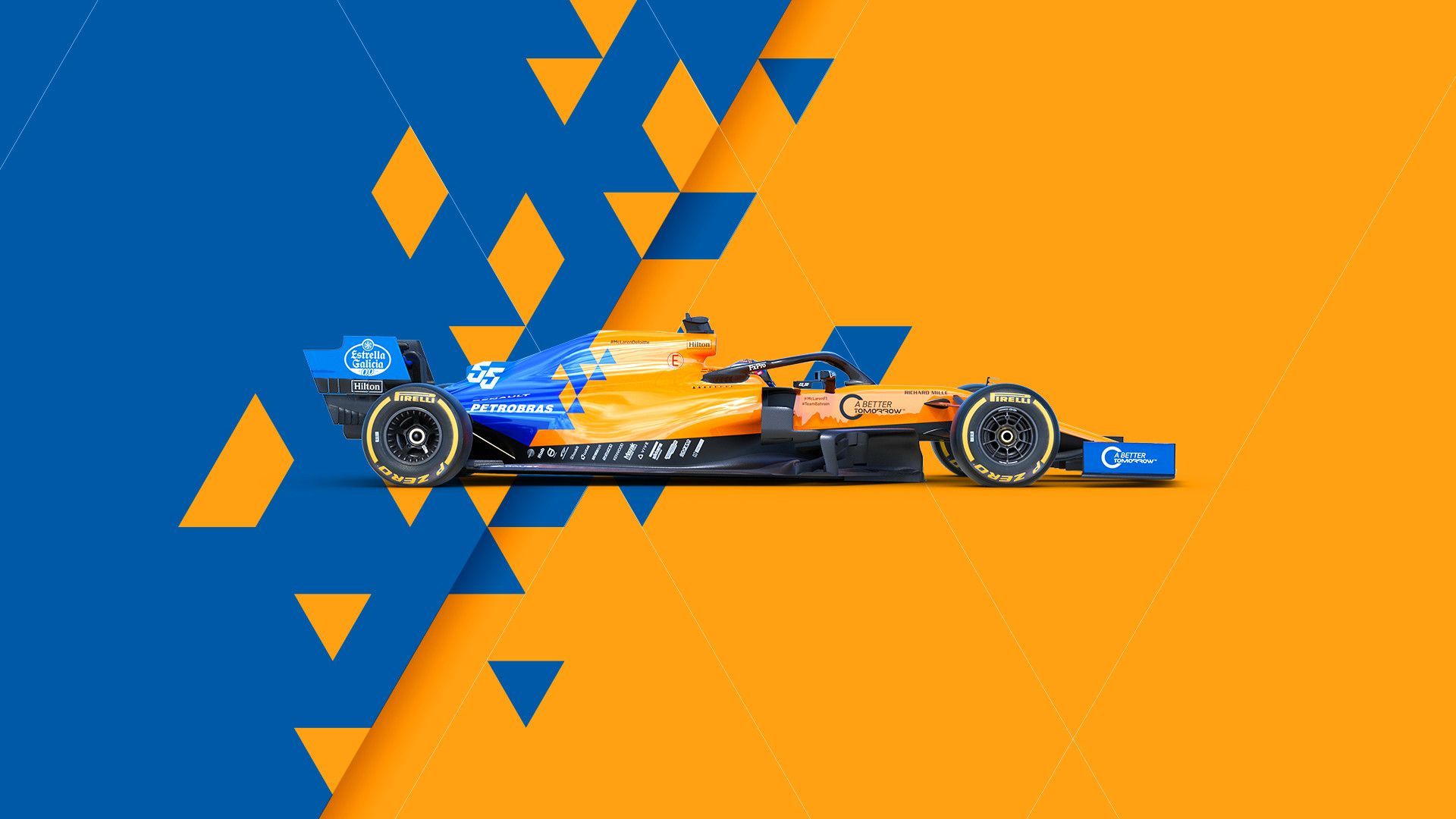 Auto F1 McLaren arancione blu, supercar britannica, 1920x1080 Full HD 1080p, Laptop