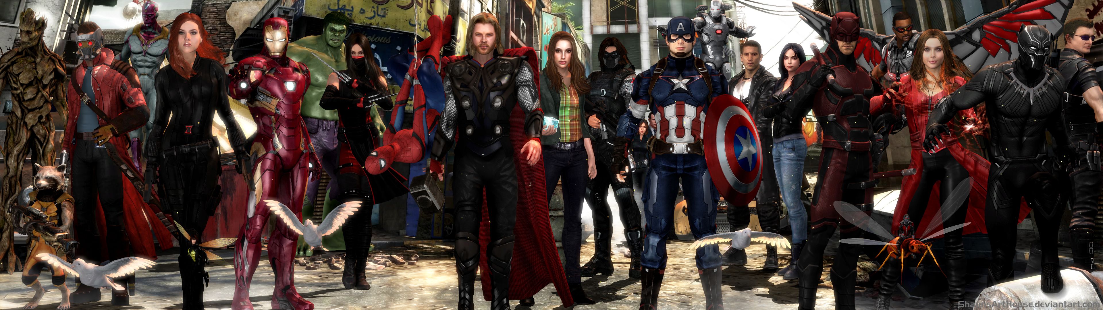 Avengers supereroi gruppo, 3840x1080 21:9, Monitor Gaming