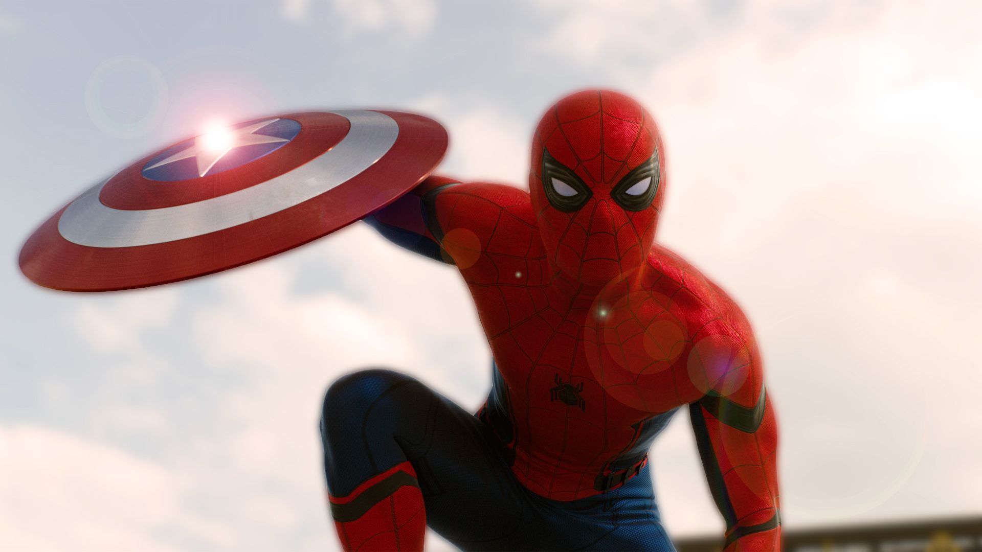 Spider-Man con scudo Captain America, Steve Rogers, 1920x1080 Full HD 1080p, PC Desktop