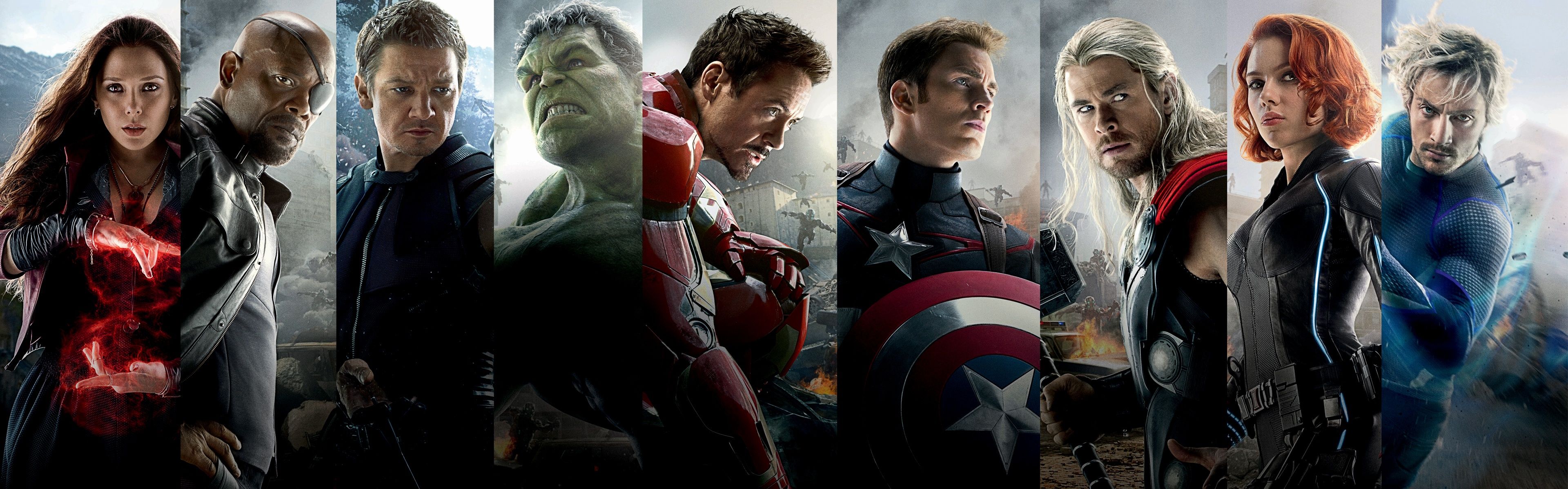 Avengers Age of Ultron personaggi, 3840x1200 Panoramico, PC Desktop