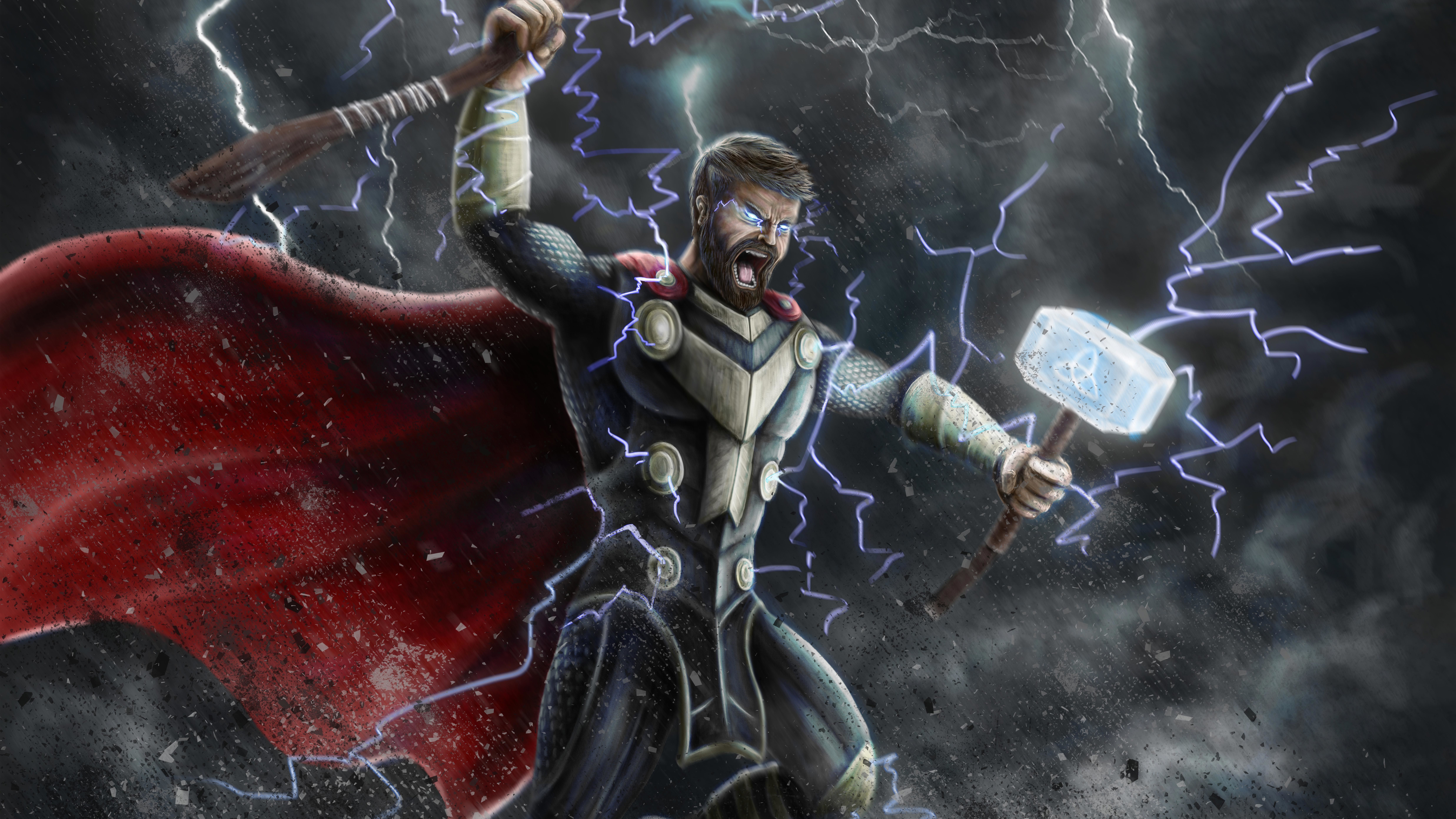 Thor con martello e fulmini, 9897x5567 UHD, Monitor Gaming