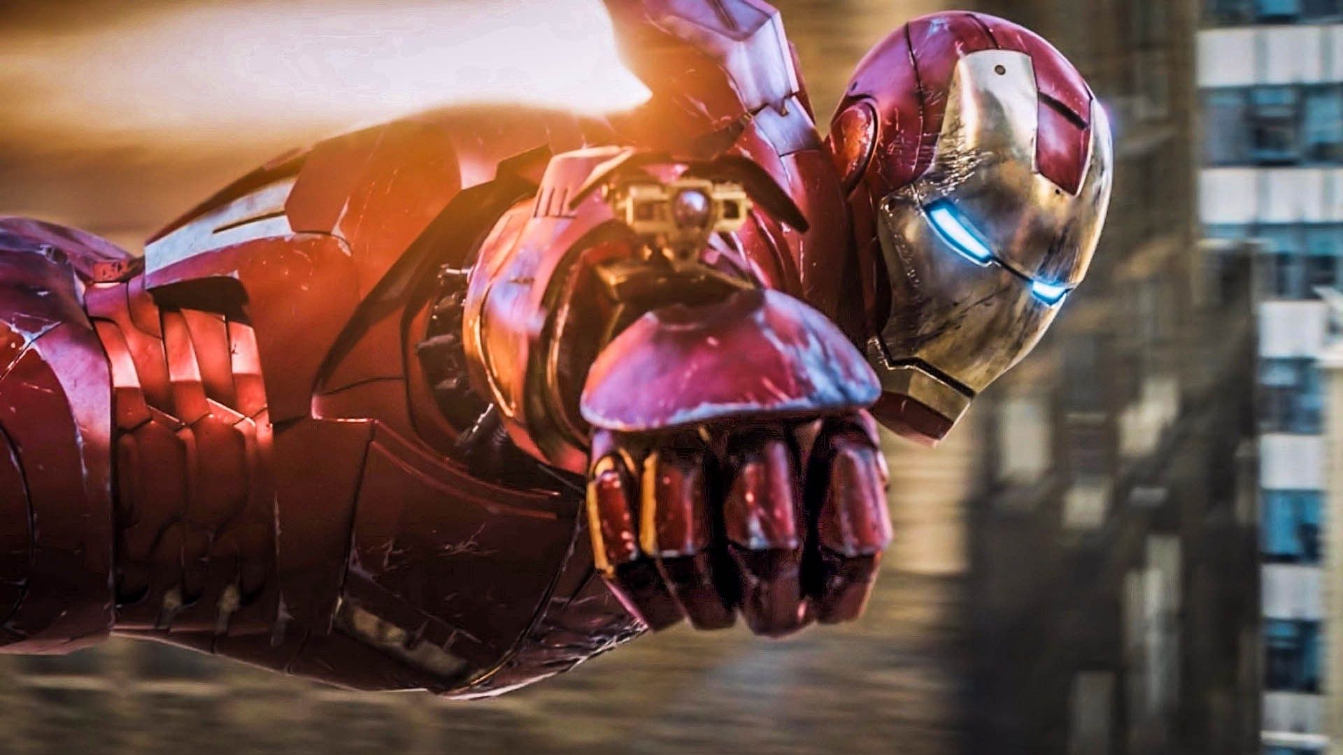 Iron Man in volo, città, Tony Stark, 1920x1080 1080p, PC Desktop