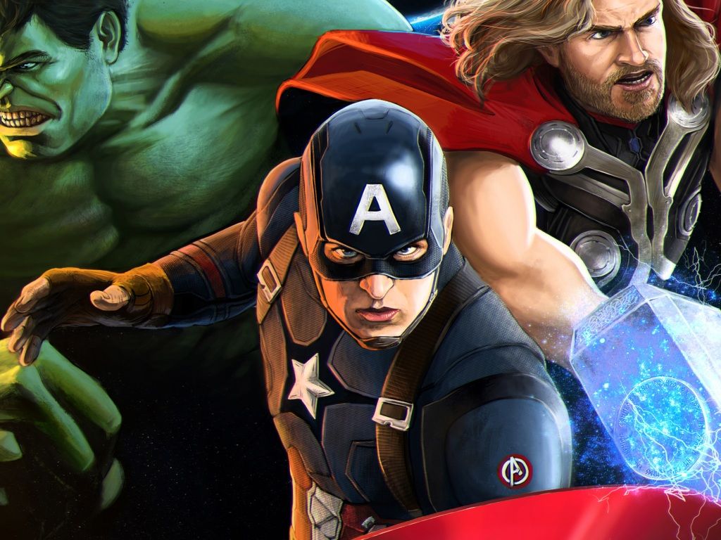 Capitan America Thor Hulk Avengers, 1024x768 HD, Desktop