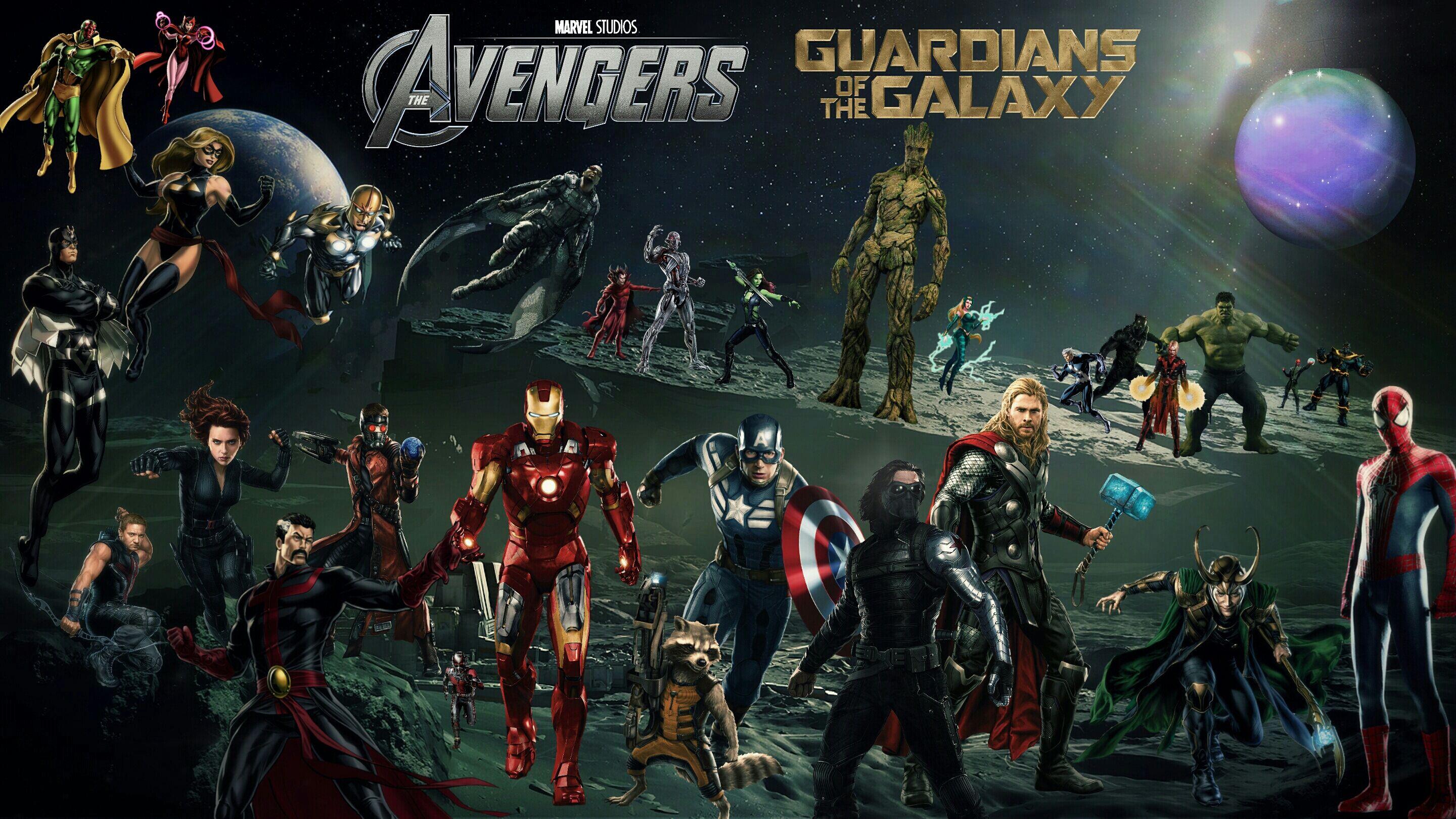 Avengers e Guardiani Galassia collage, 2880x1620 2K+, Desktop