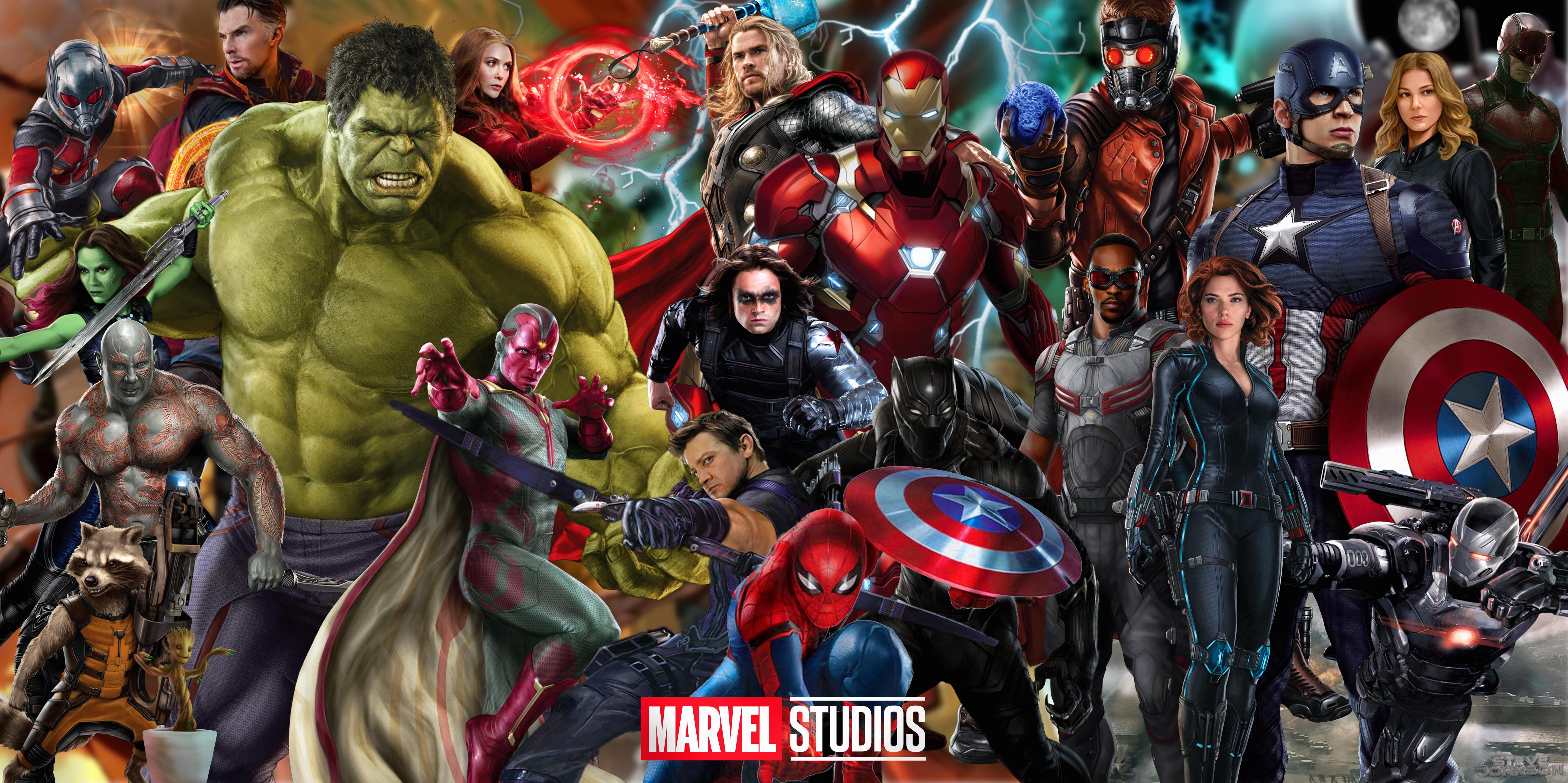 Personaggi Marvel Studios collage, 5269x2632 UHD, Monitor Gaming