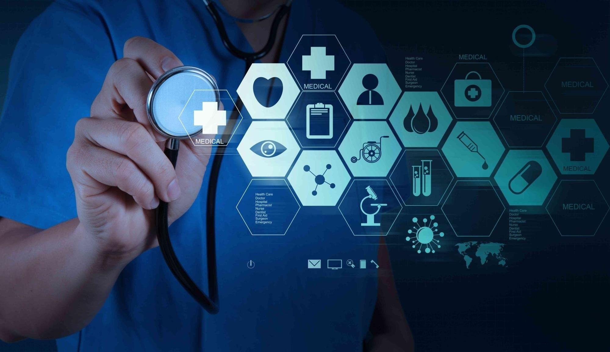 Medico con stetoscopio icone mediche, 2000x1153 alta risoluzione, Desktop