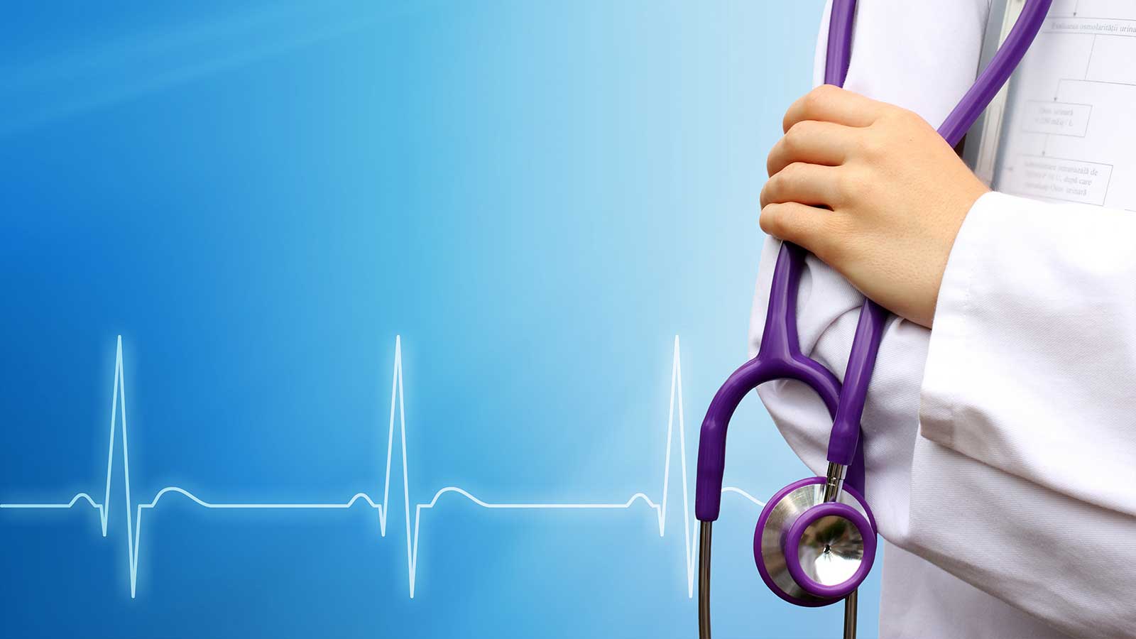 Stetoscopio e camice medico blu, 1600x900 HD, Laptop