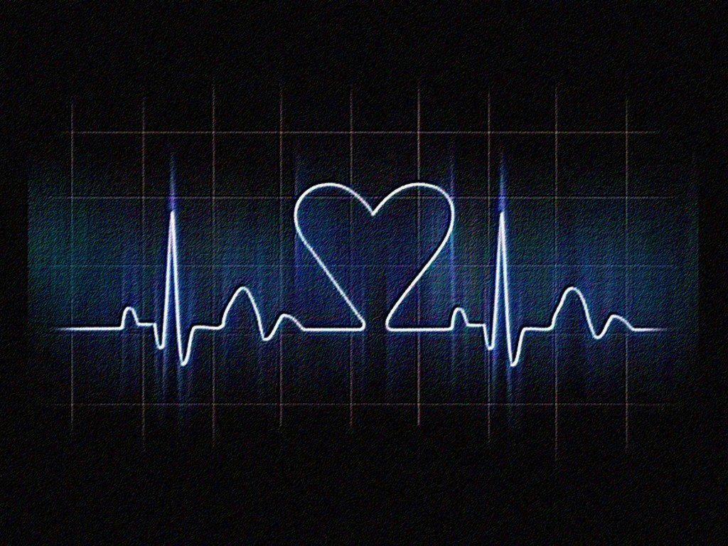 Elettrocardiogramma con cuore luminoso, 1024x768 HD, PC Desktop