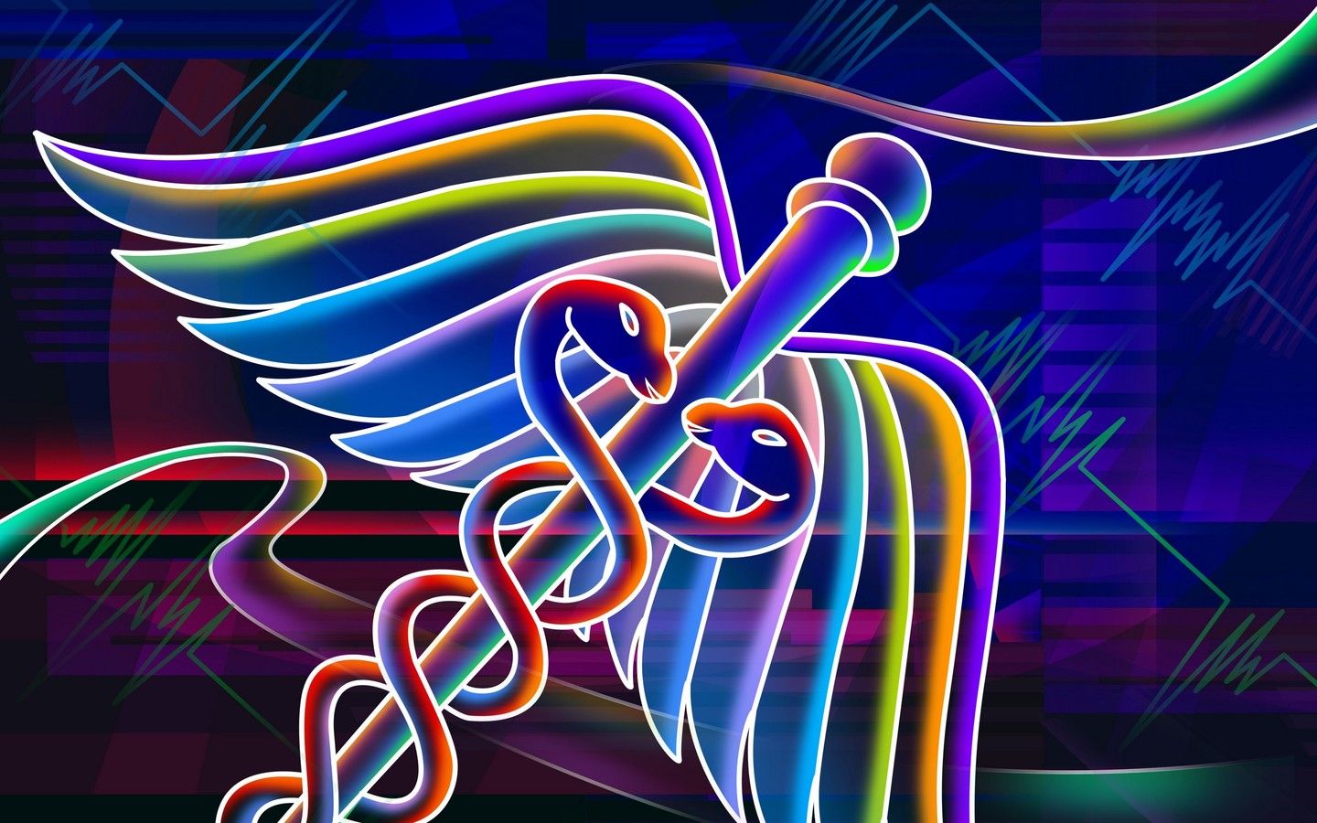Caduceo neon colorato medicina, 1440x900 HD, Desktop