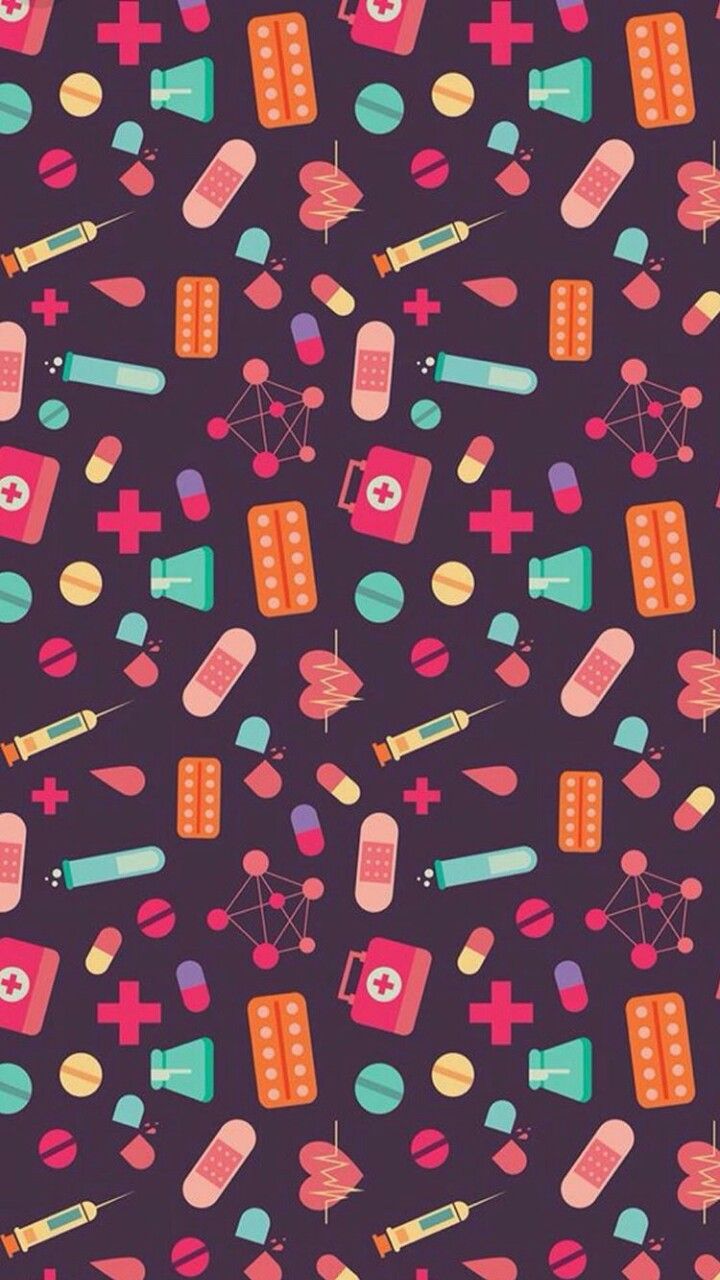 Pattern icone mediche colorate, 720x1280 Verticale, Telefono