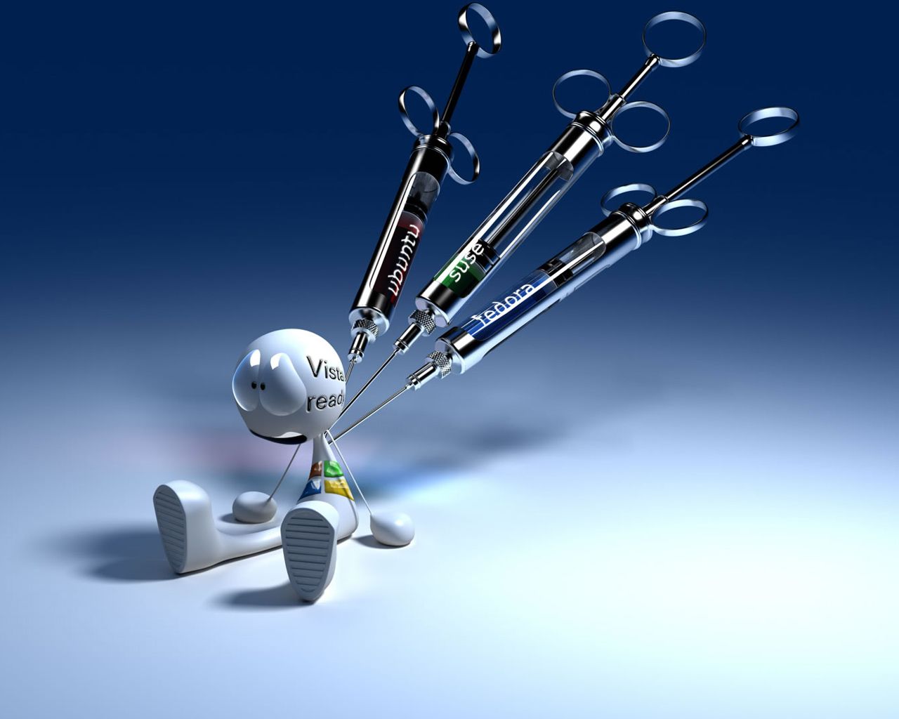 Personaggio 3D con siringhe vaccino, 1280x1024 HD, Desktop
