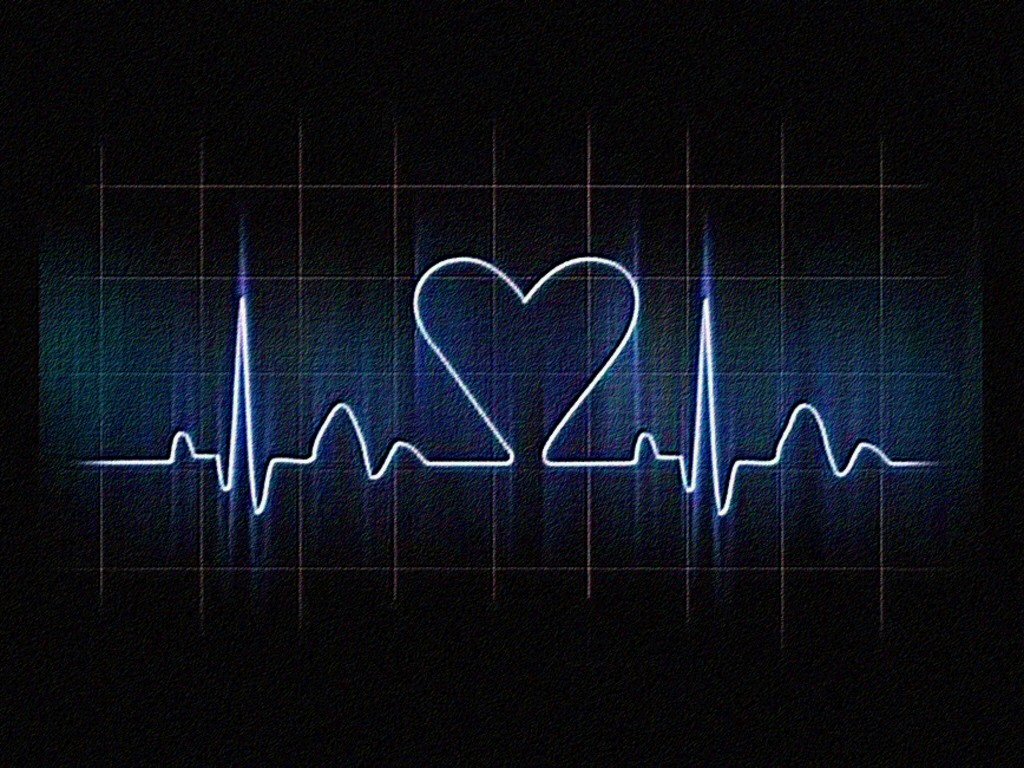 Elettrocardiogramma con cuore luminoso, 1024x768 HD, iMac