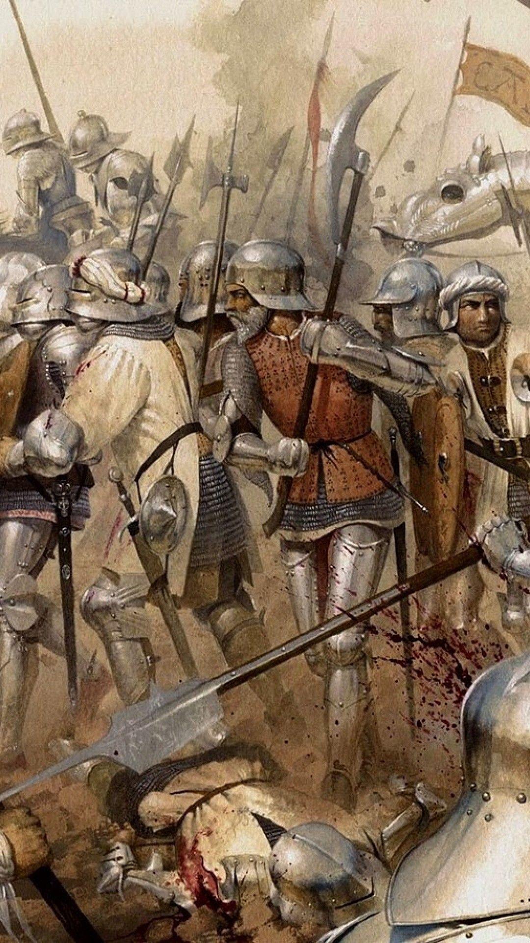 Battaglia medievale con cavalieri, 1080x1920 Full HD Verticale, iPhone