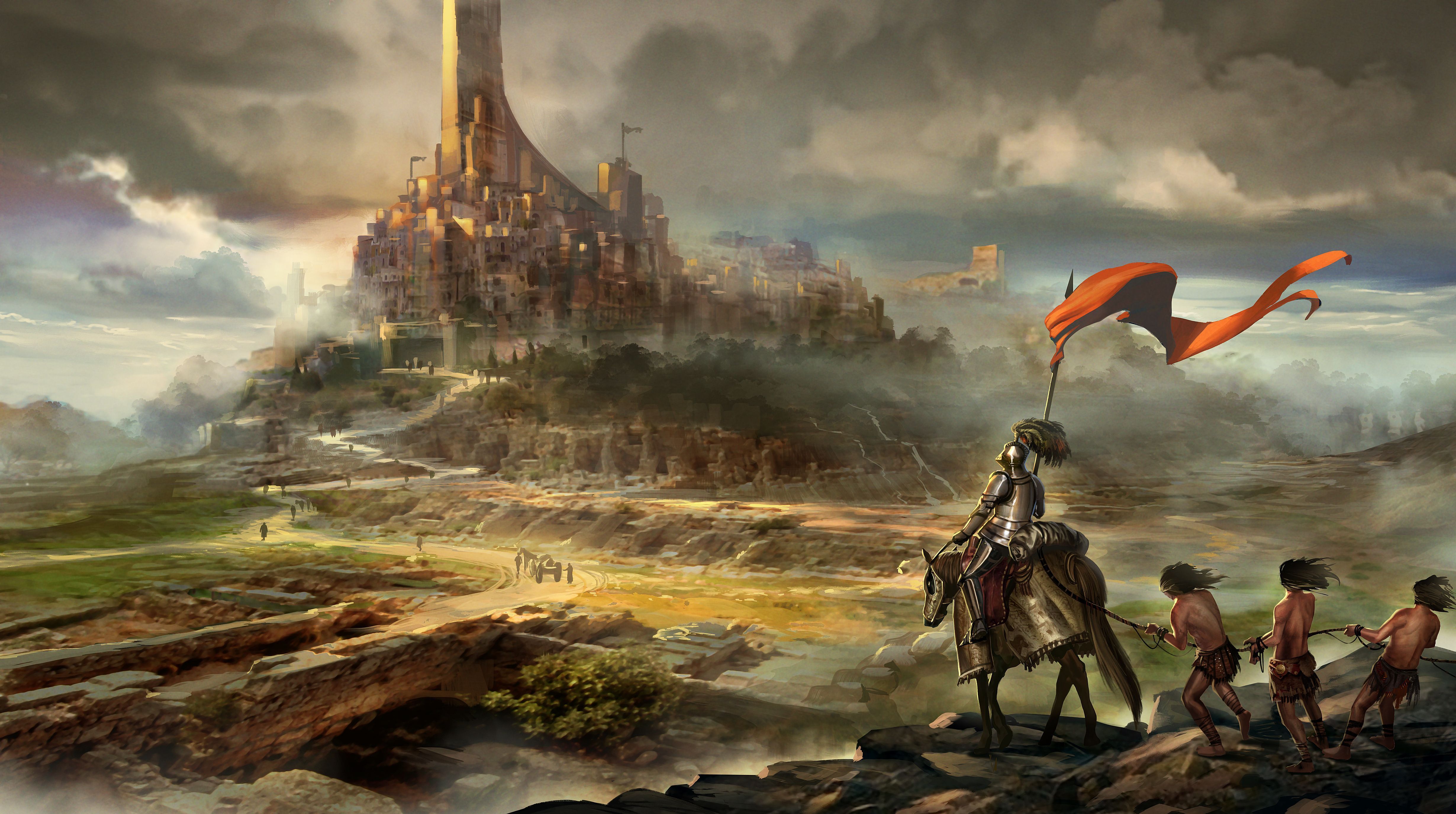 Cavaliere e castello medievale, 4920x2750 UHD, Monitor 4K