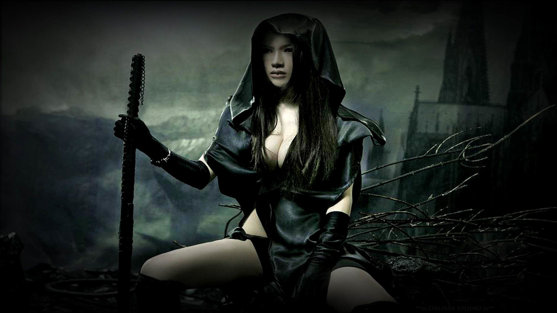 Guerriera incappucciata con katana, 1920x1080 Full HD, PC Desktop