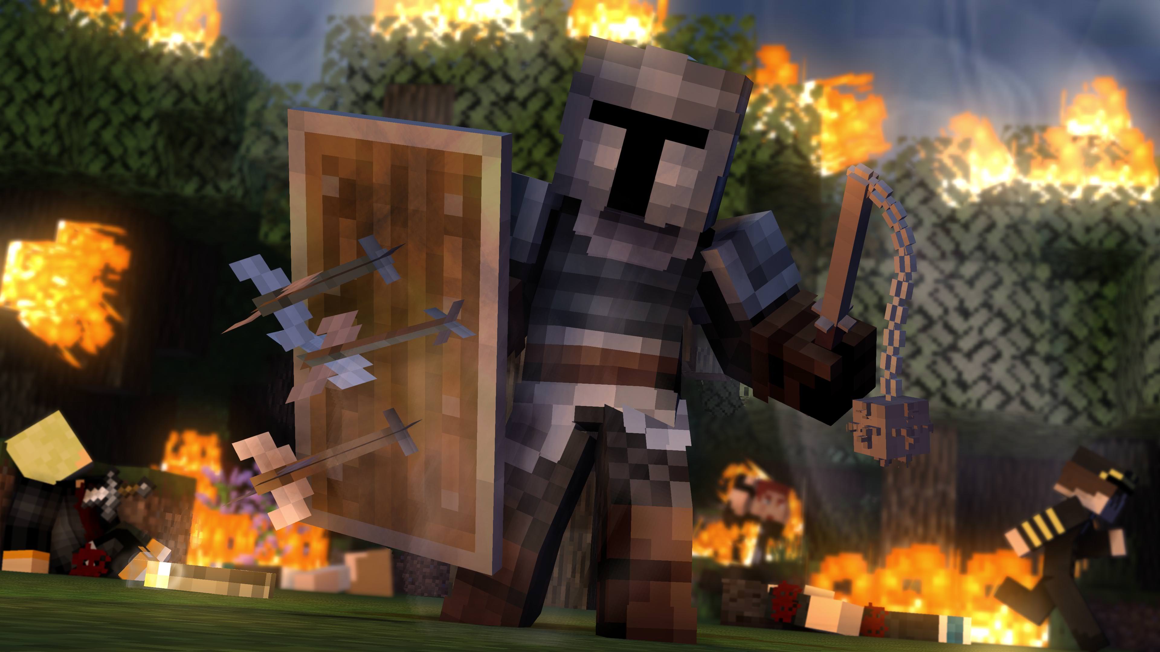 Cavaliere Minecraft assedio medievale, Mojang, 3840x2160 Ultra HD, 4K TV