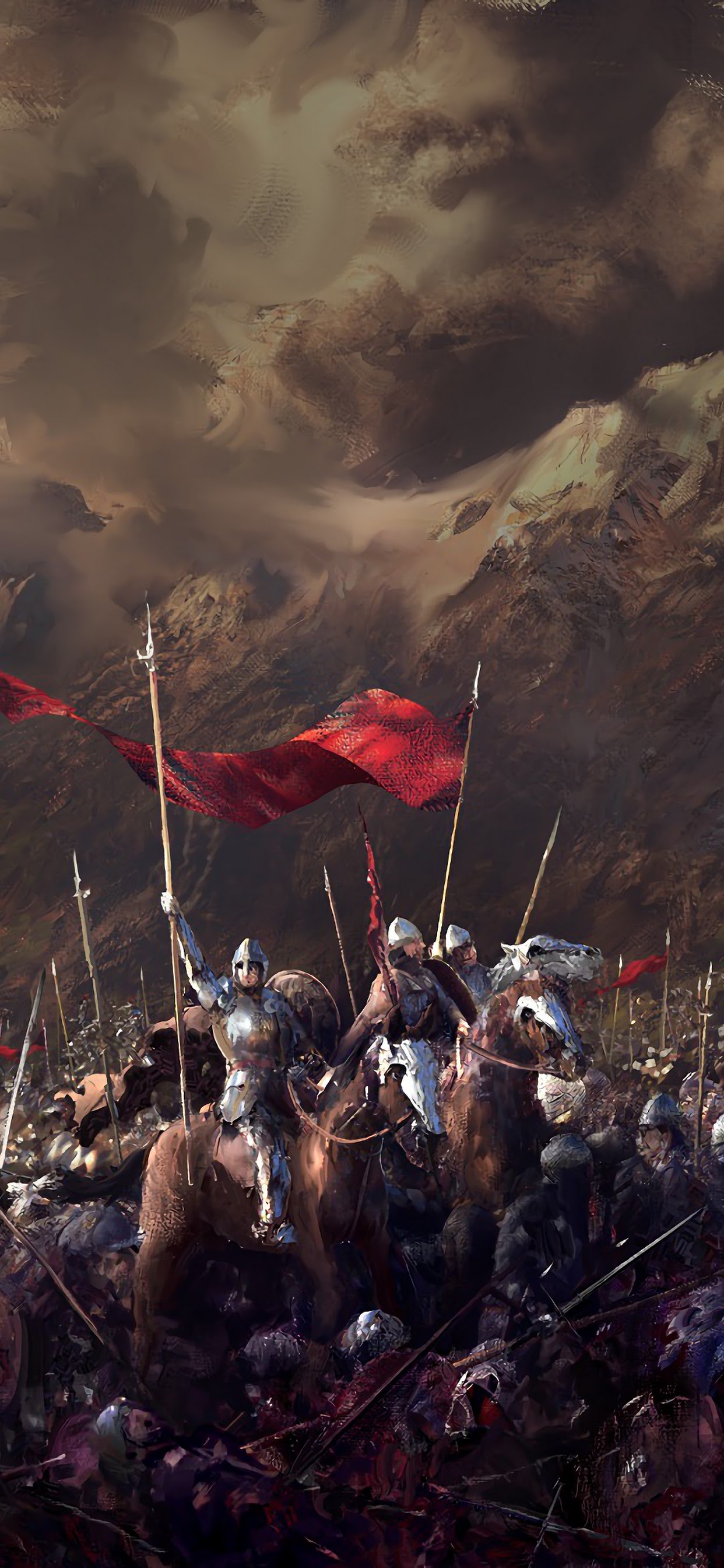 Cavalieri esercito battaglia medievale, 1242x2688 Full HD Verticale, Smartphone