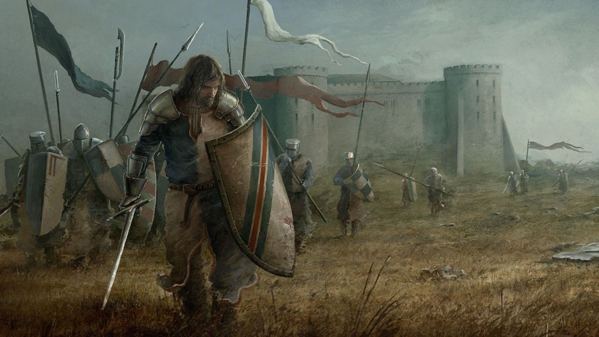 Cavaliere medievale battaglia castello, 1920x1080 1080p, Laptop