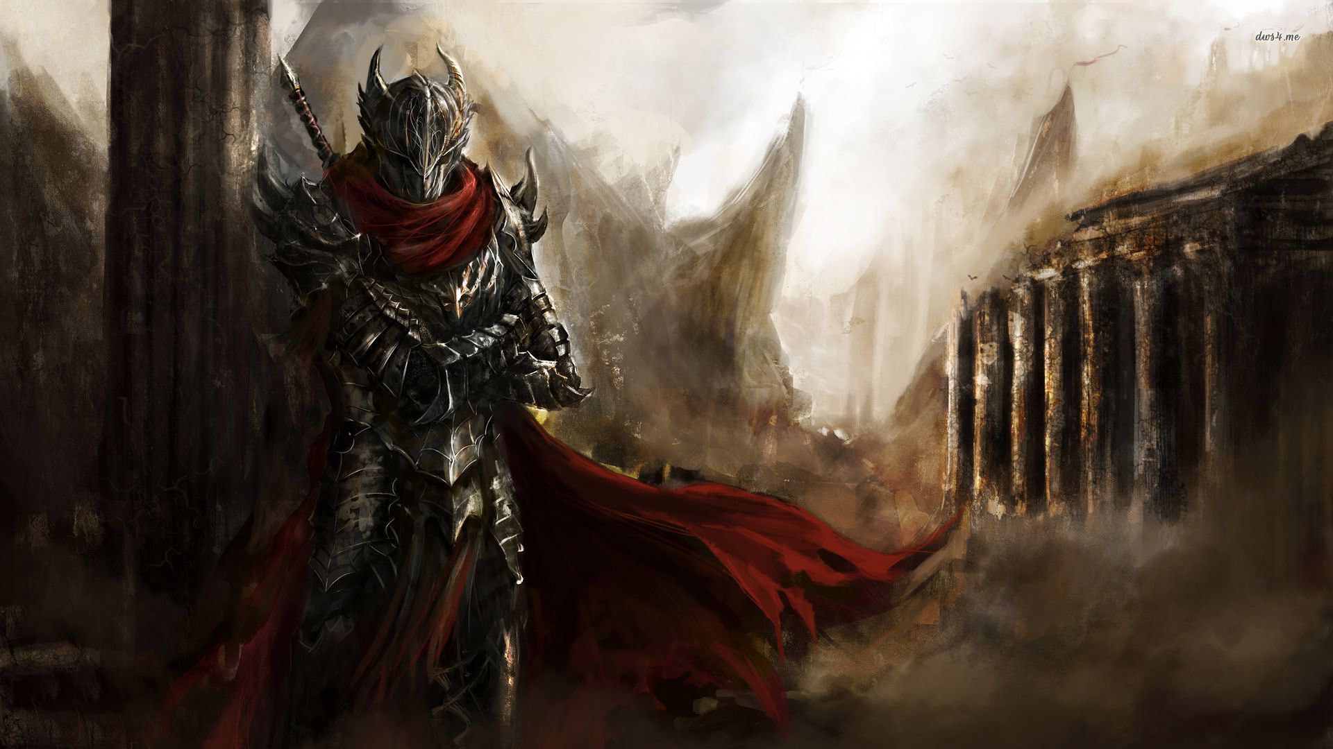Cavaliere medievale con mantello rosso, 1920x1080 Full HD, Desktop