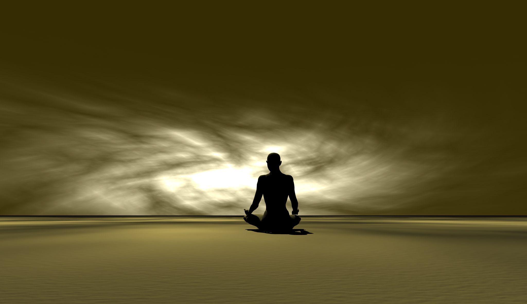 Silhouette meditazione loto dorato, 2048x1184 alta risoluzione, iMac