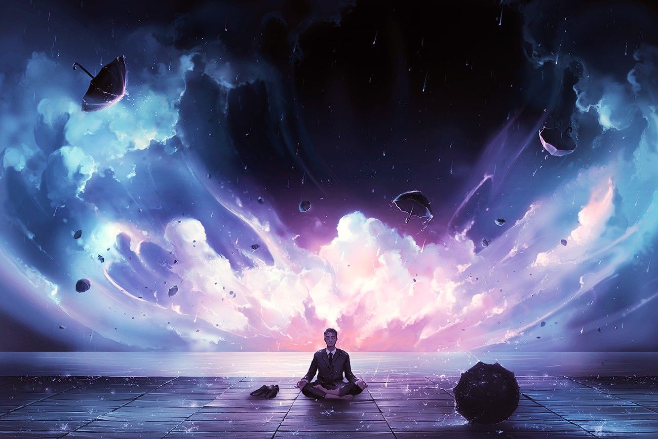Figura meditante nel cosmo, 1333x889 HD, ROG Asus Laptop